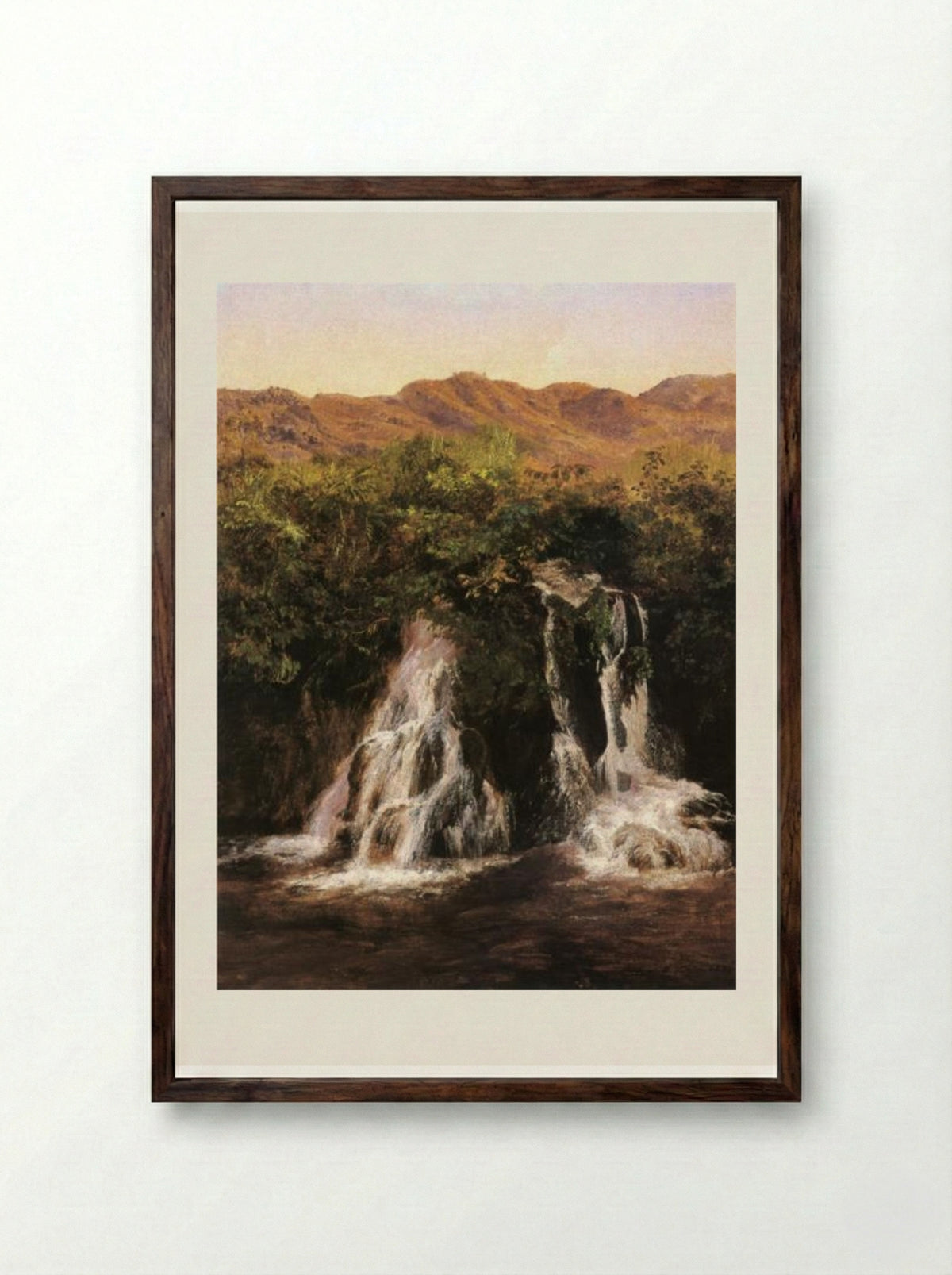 Cascada de Rincón Grande - José María Velasco - Framed Print Dark Wood