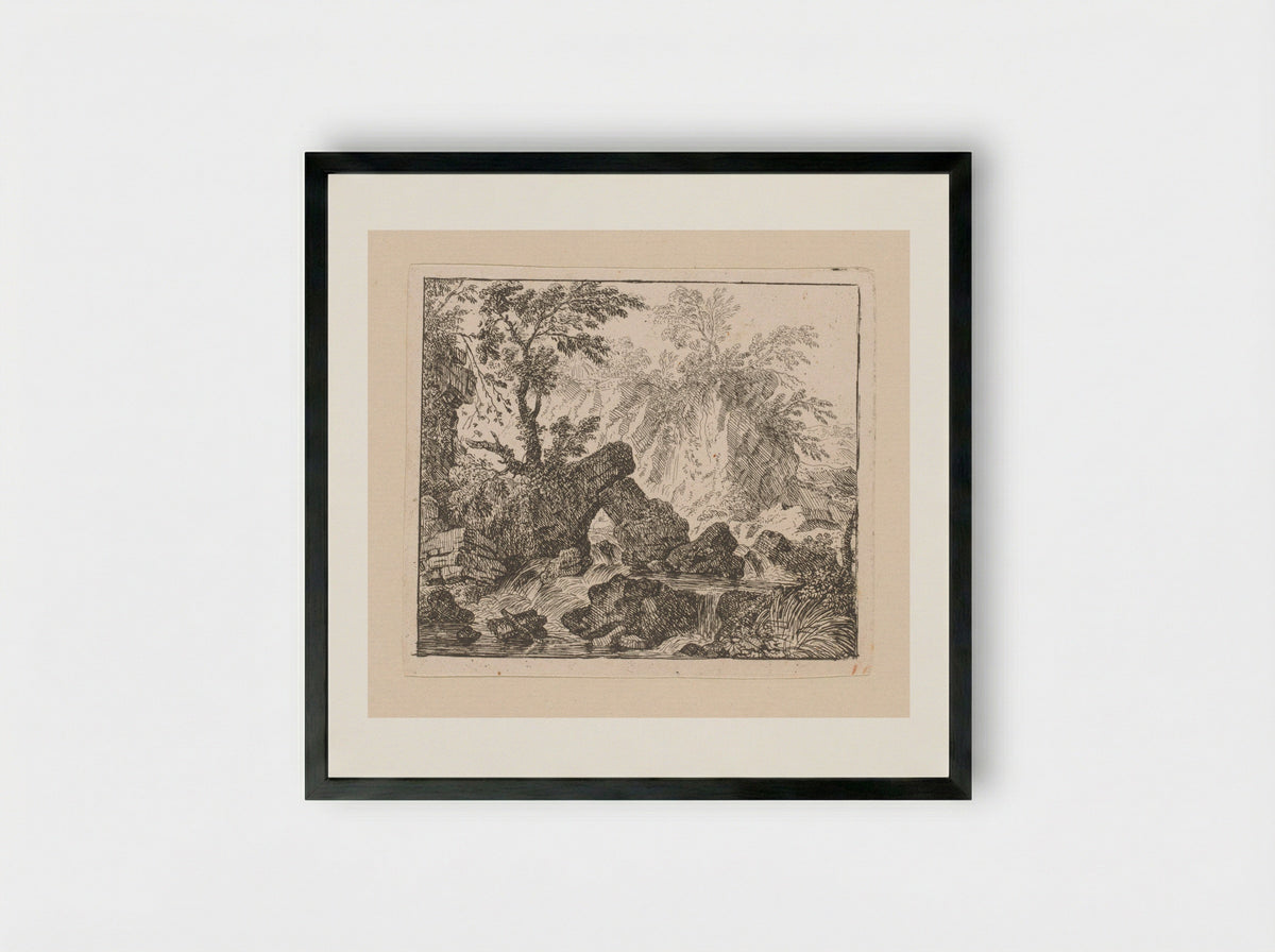 Cascade met gebroken rots - Felix Meyer - Framed Print Black