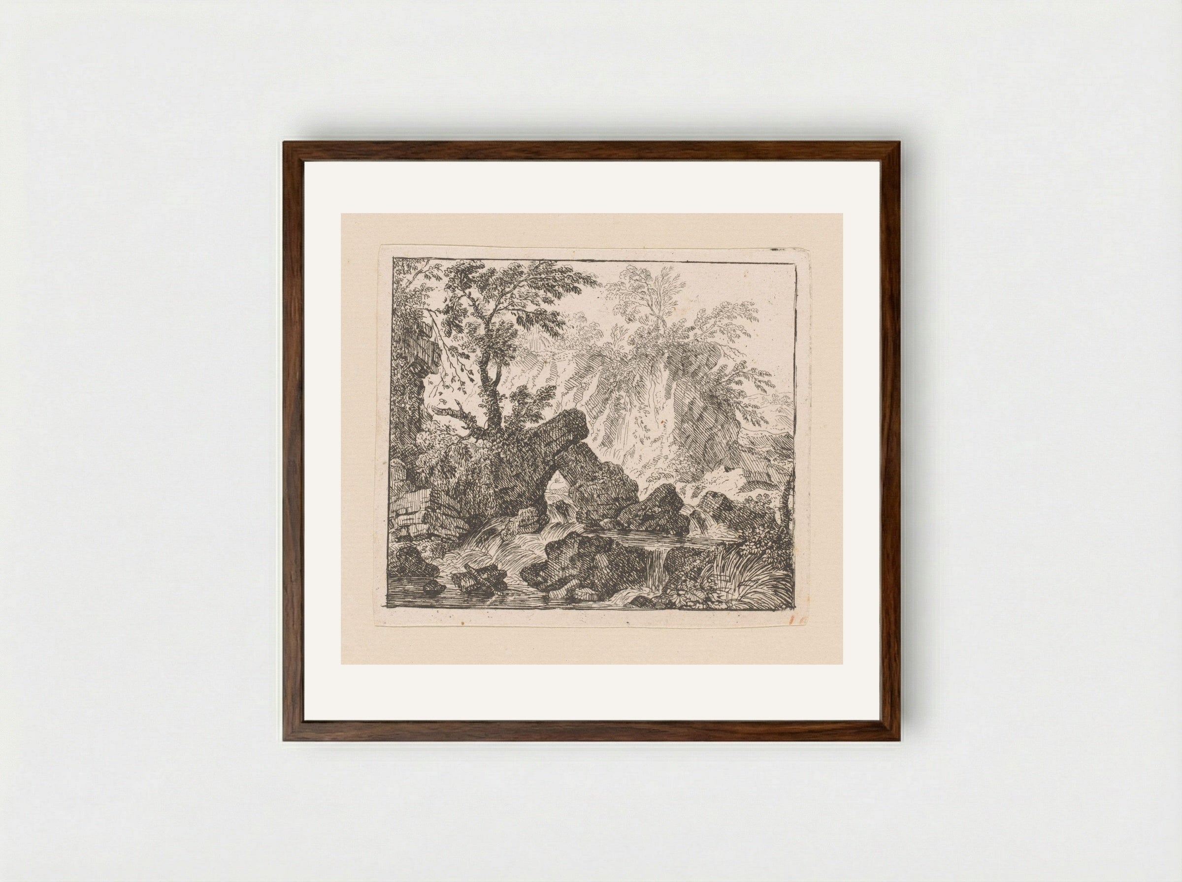 Cascade met gebroken rots - Felix Meyer - Framed Print Dark Wood