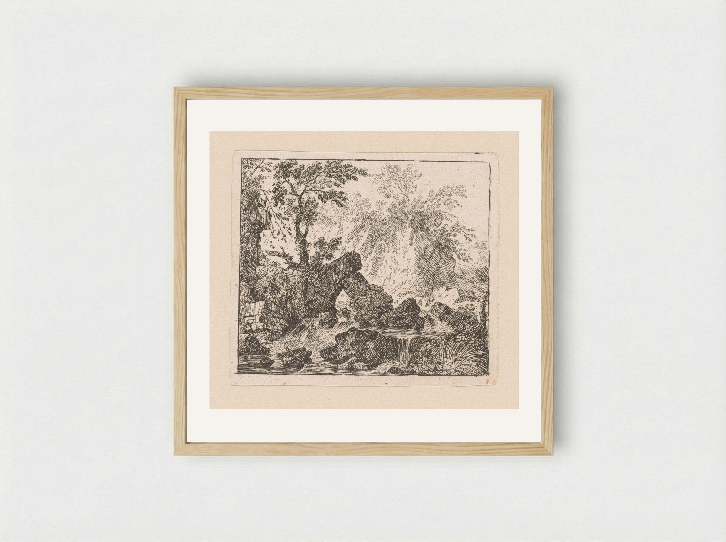Cascade met gebroken rots - Felix Meyer - Framed Print Wood