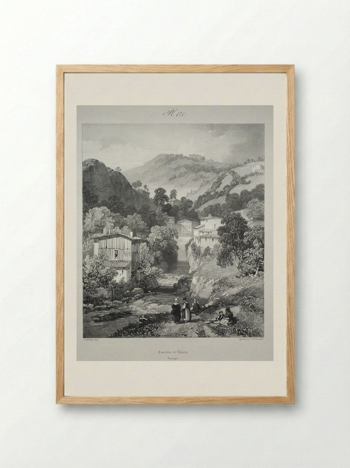 Cascades de Thiers - James Duffield Harding - Framed Print Wood