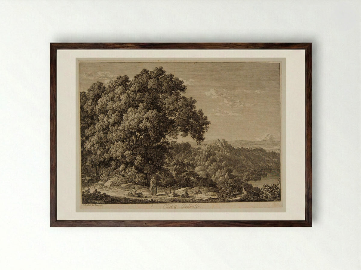 Castell Gandolfo - Johann Christian Reinhart - Framed Print Dark Wood