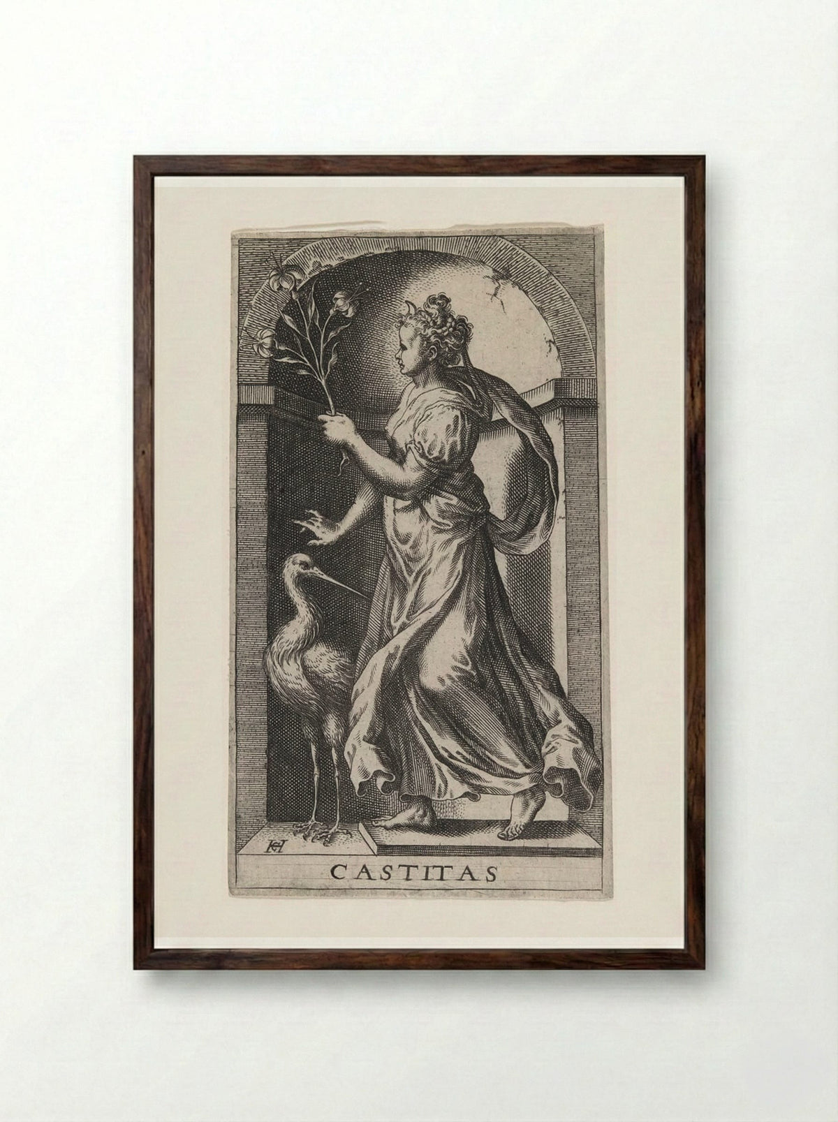 Castitas - Hans Collaert the Elder - Framed Print Dark Wood