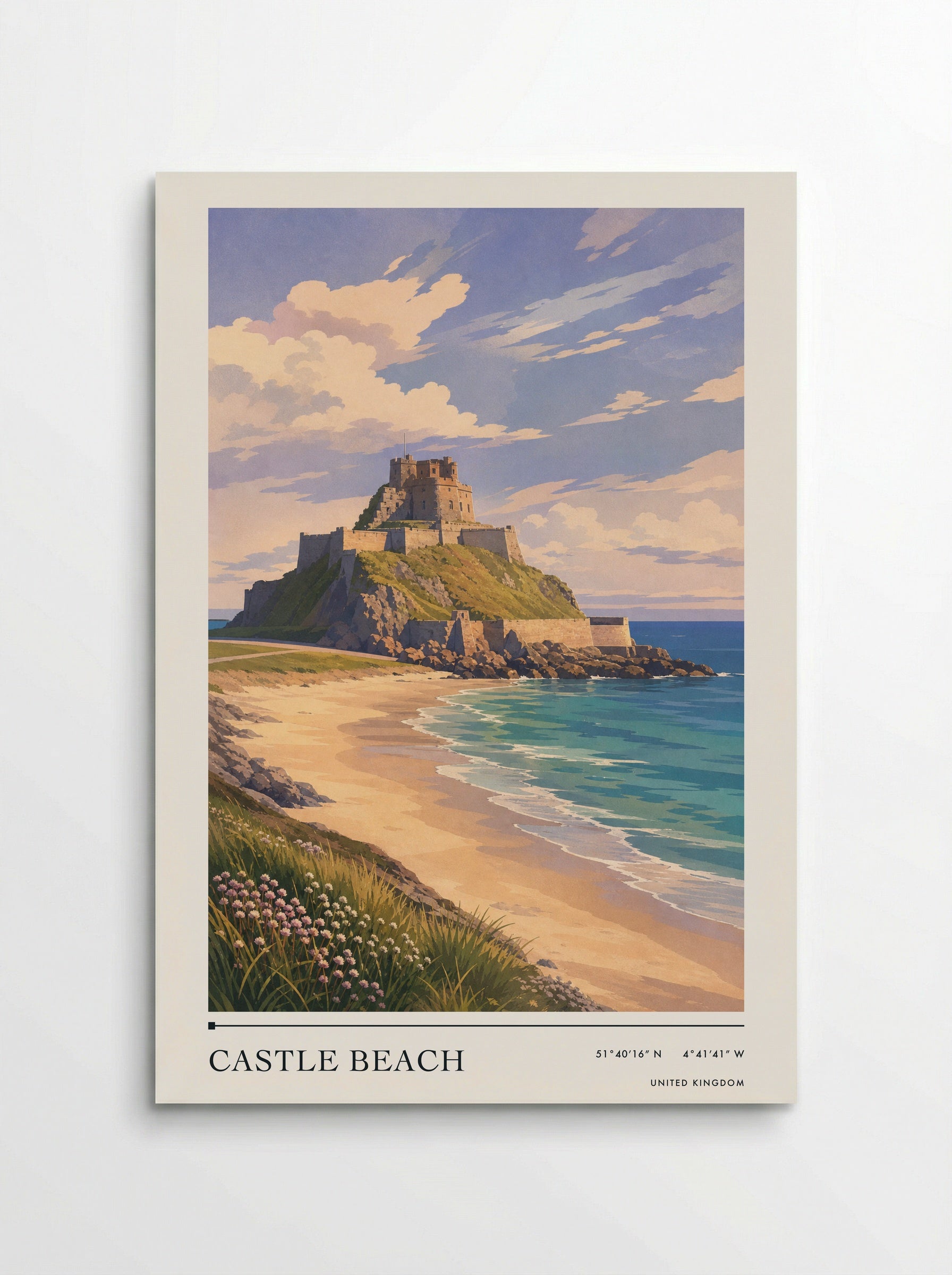 Castle Beach United Kingdom Travel Poster - Poster