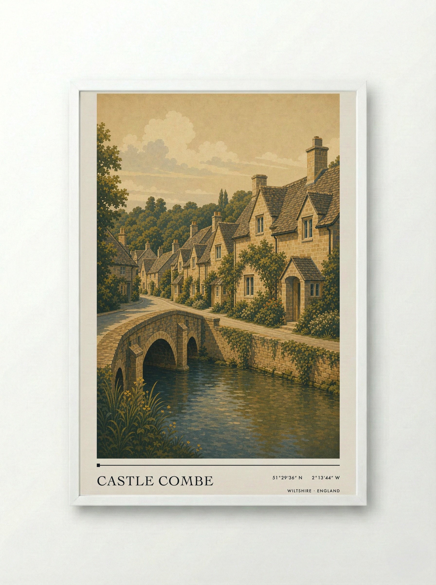 Castle Combe Wiltshire England Travel Poster - Framed Print White
