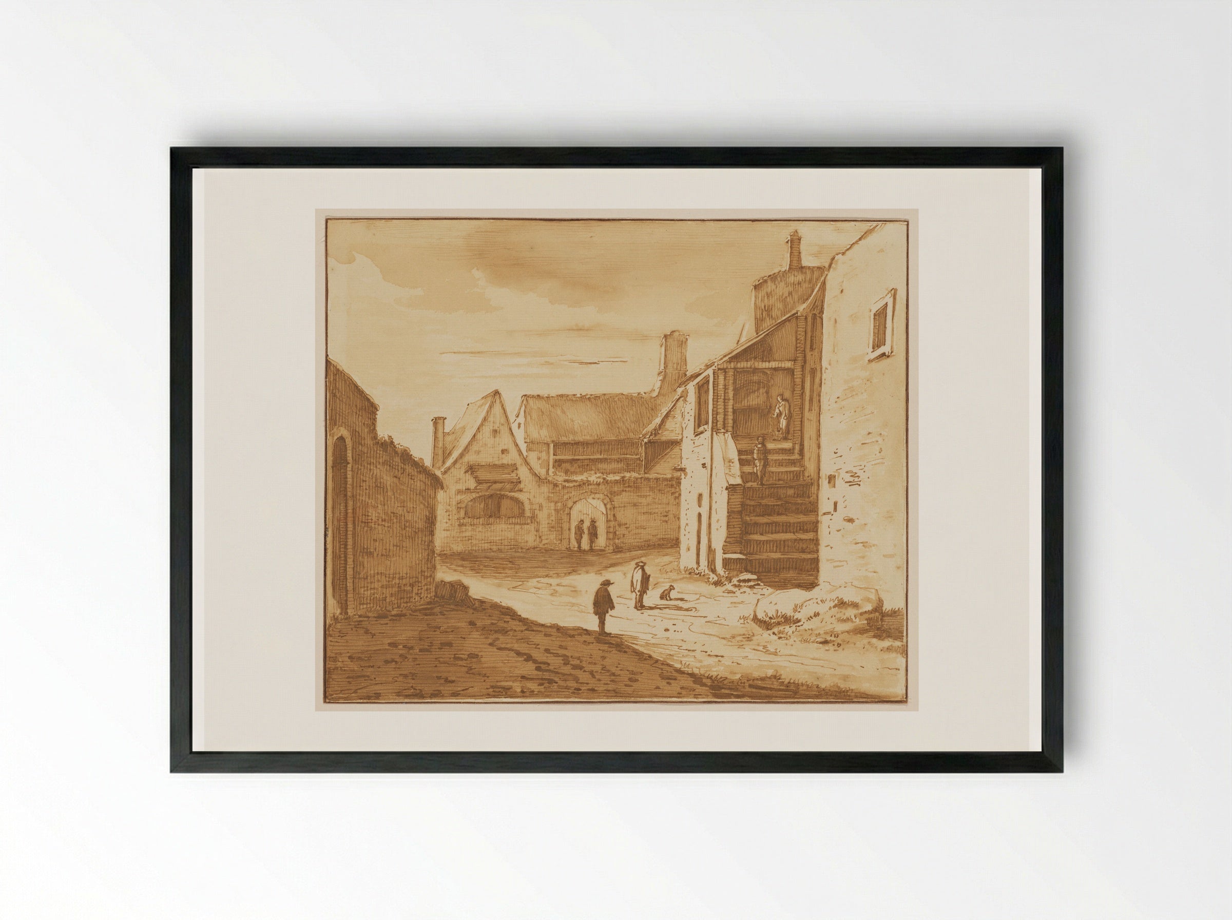 Castle Courtyard - Abraham Rademaker - Framed Print Black