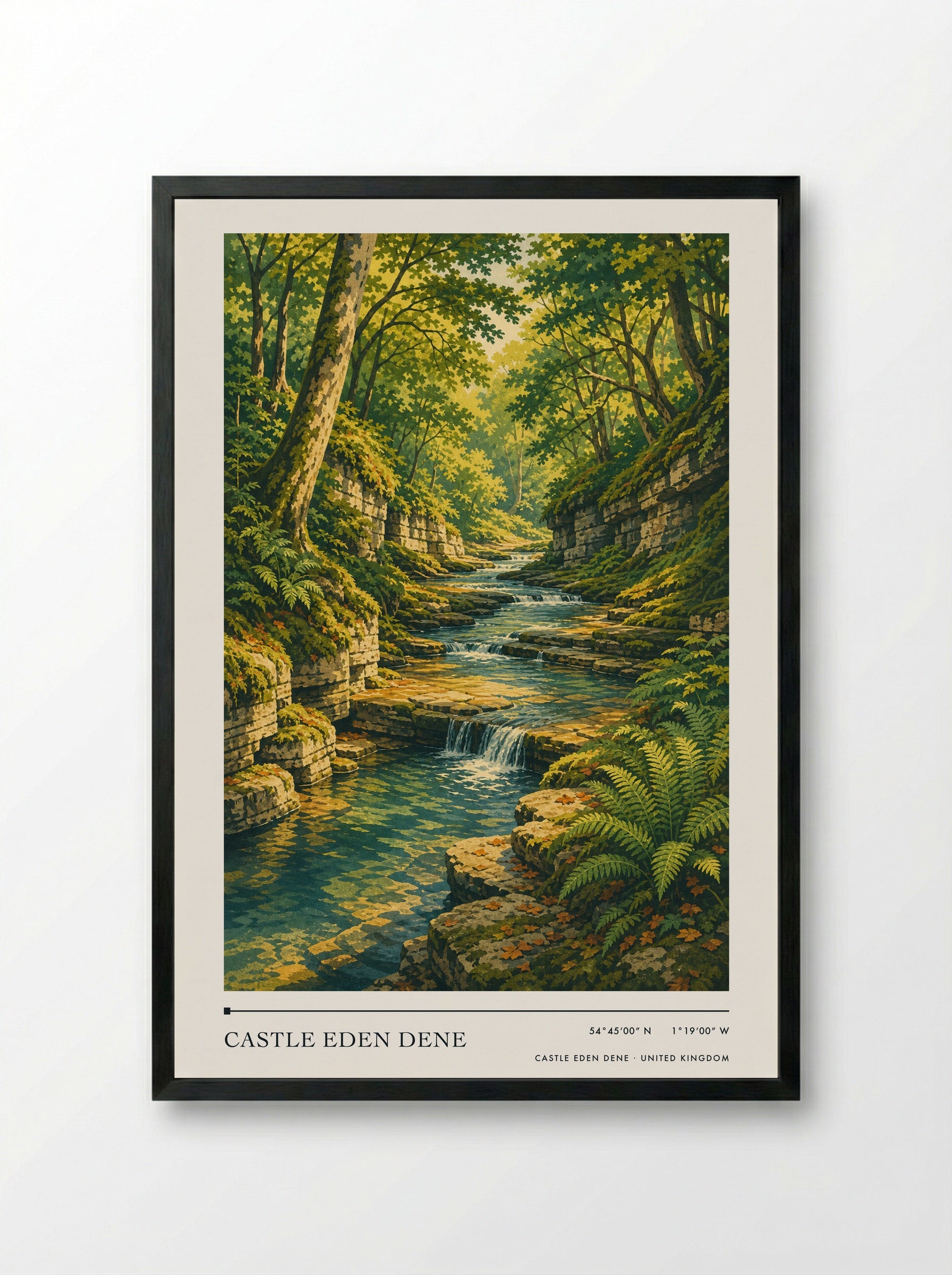 Castle Eden Dene United Kingdom Travel Poster - Framed Print Black