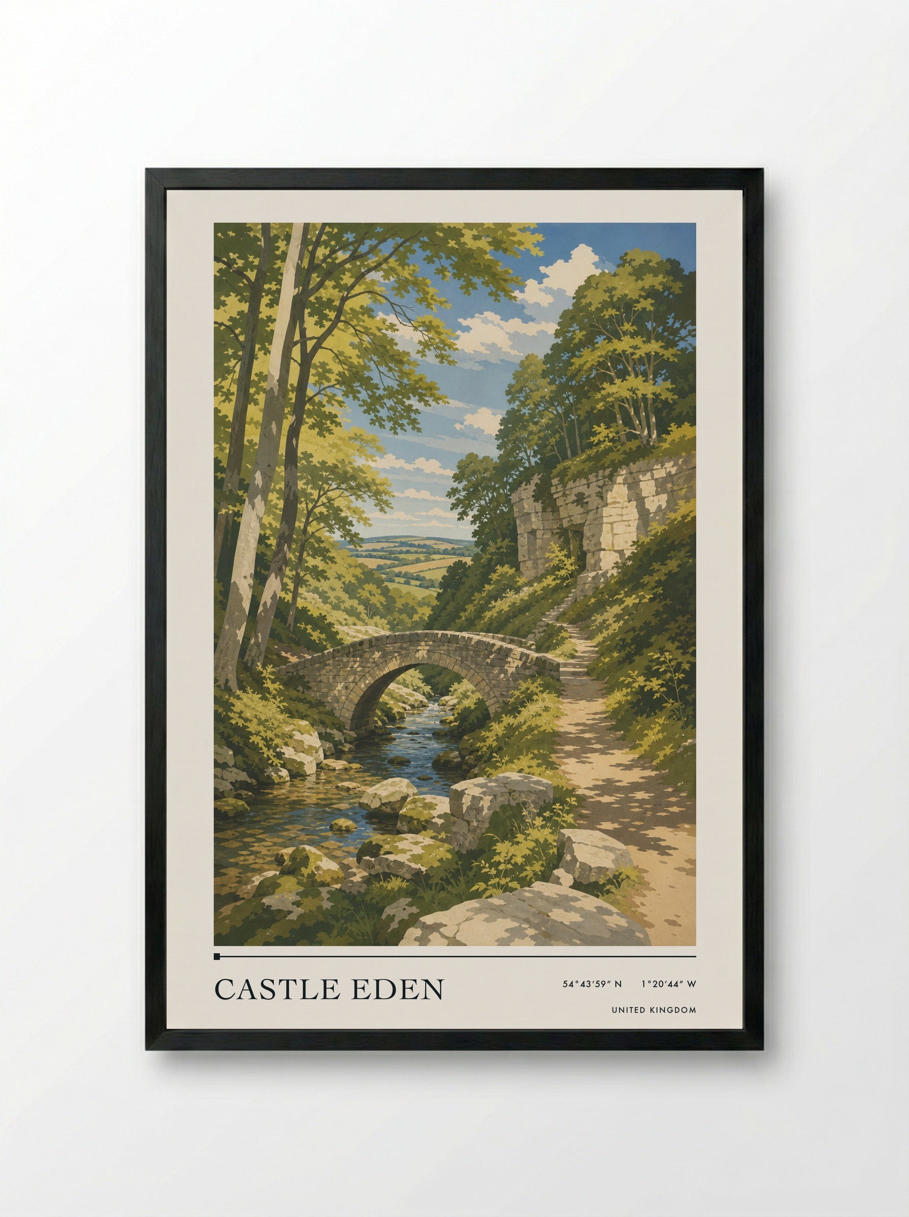 Castle Eden United Kingdom Travel Poster - Framed Print Black