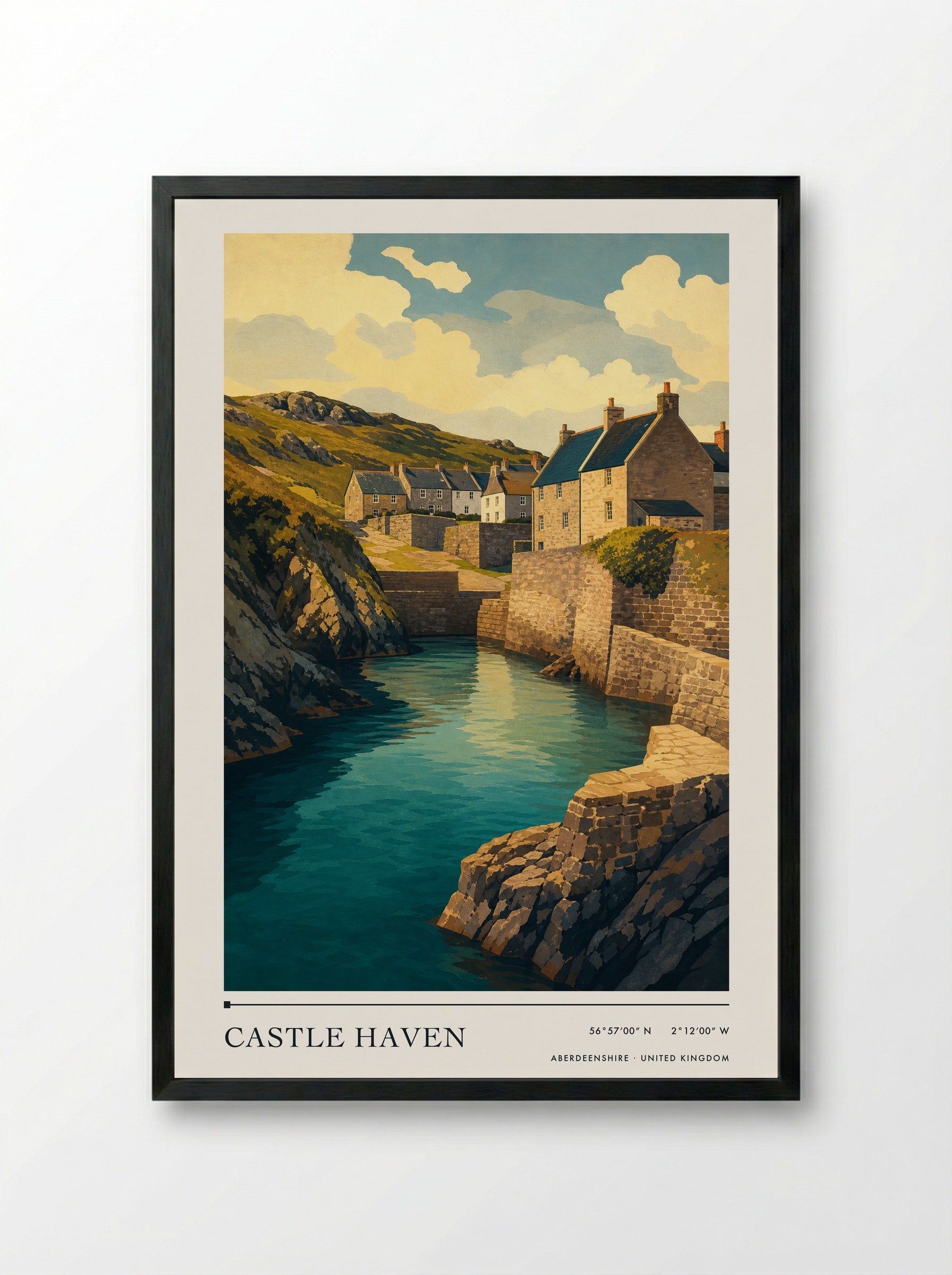 Castle Haven Aberdeenshire United Kingdom Travel Poster - Framed Print Black