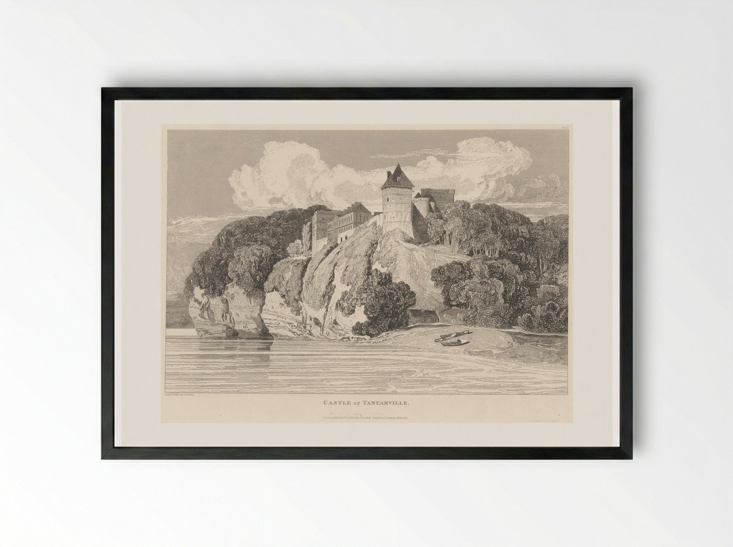 Castle at Tancarville - John Sell Cotman - Framed Print Black