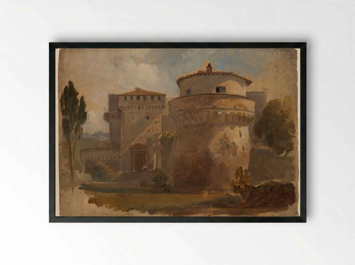 Castle in an Italian Landscape - Pierre-Henri de Valenciennes - Framed Print Black
