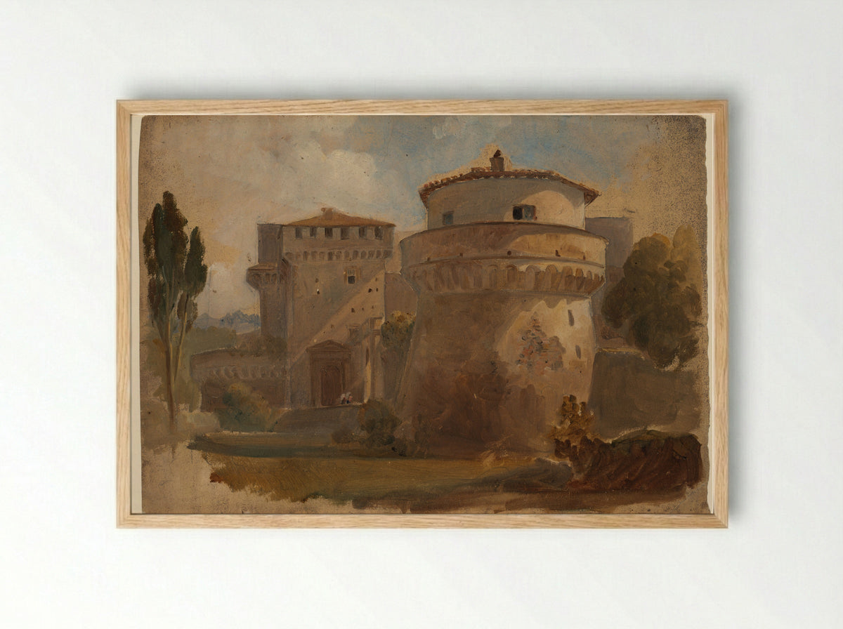 Castle in an Italian Landscape - Pierre-Henri de Valenciennes - Framed Print Wood