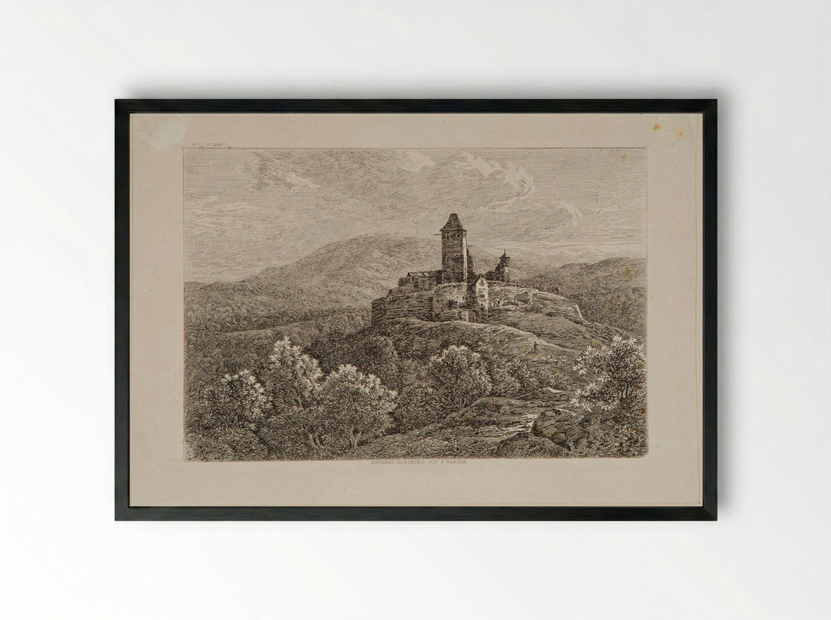 Castle near Ostheim - Karl Wagner - Framed Print Black