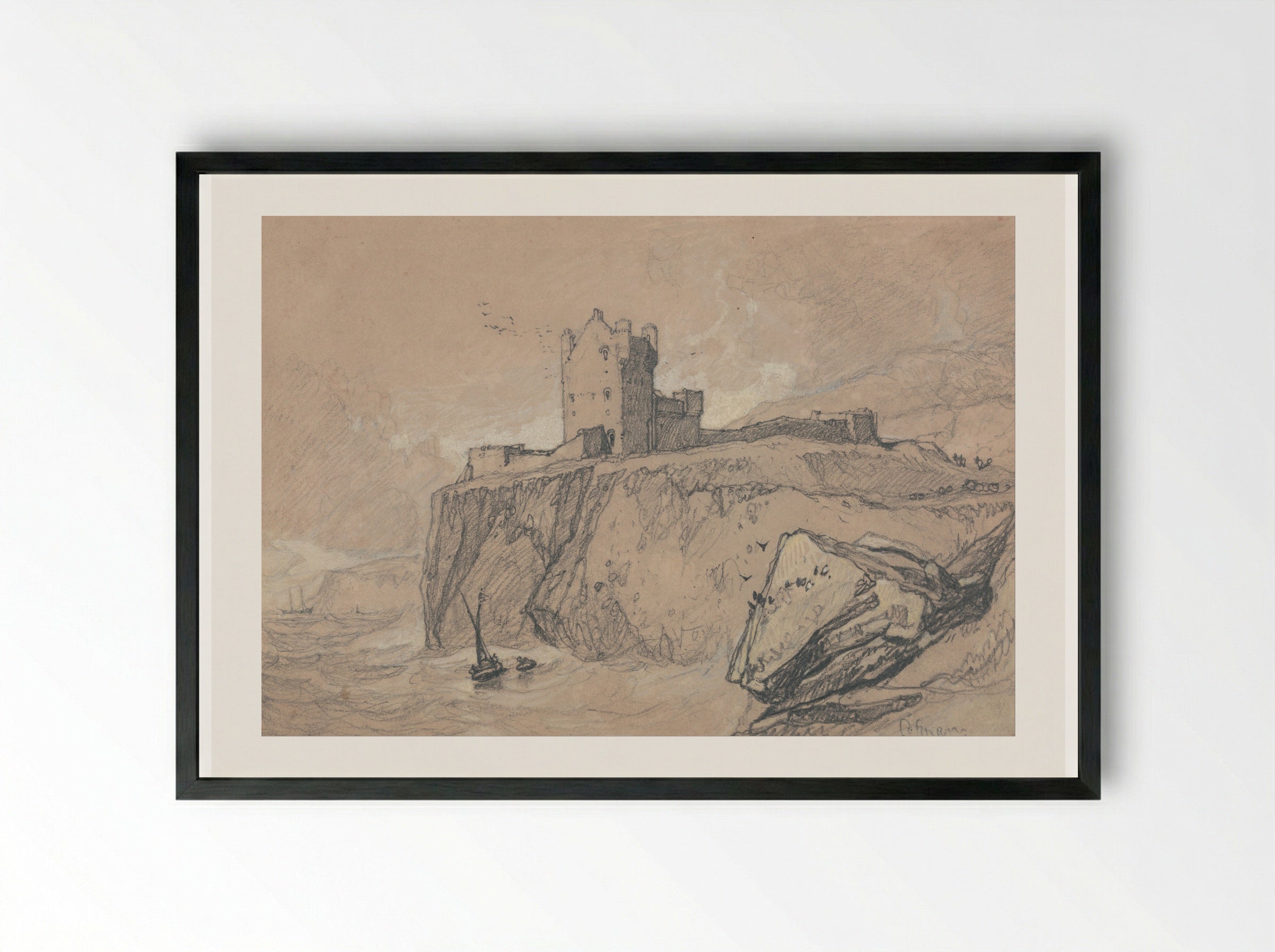 Castle of Falaise, North View - John Sell Cotman - Framed Print Black