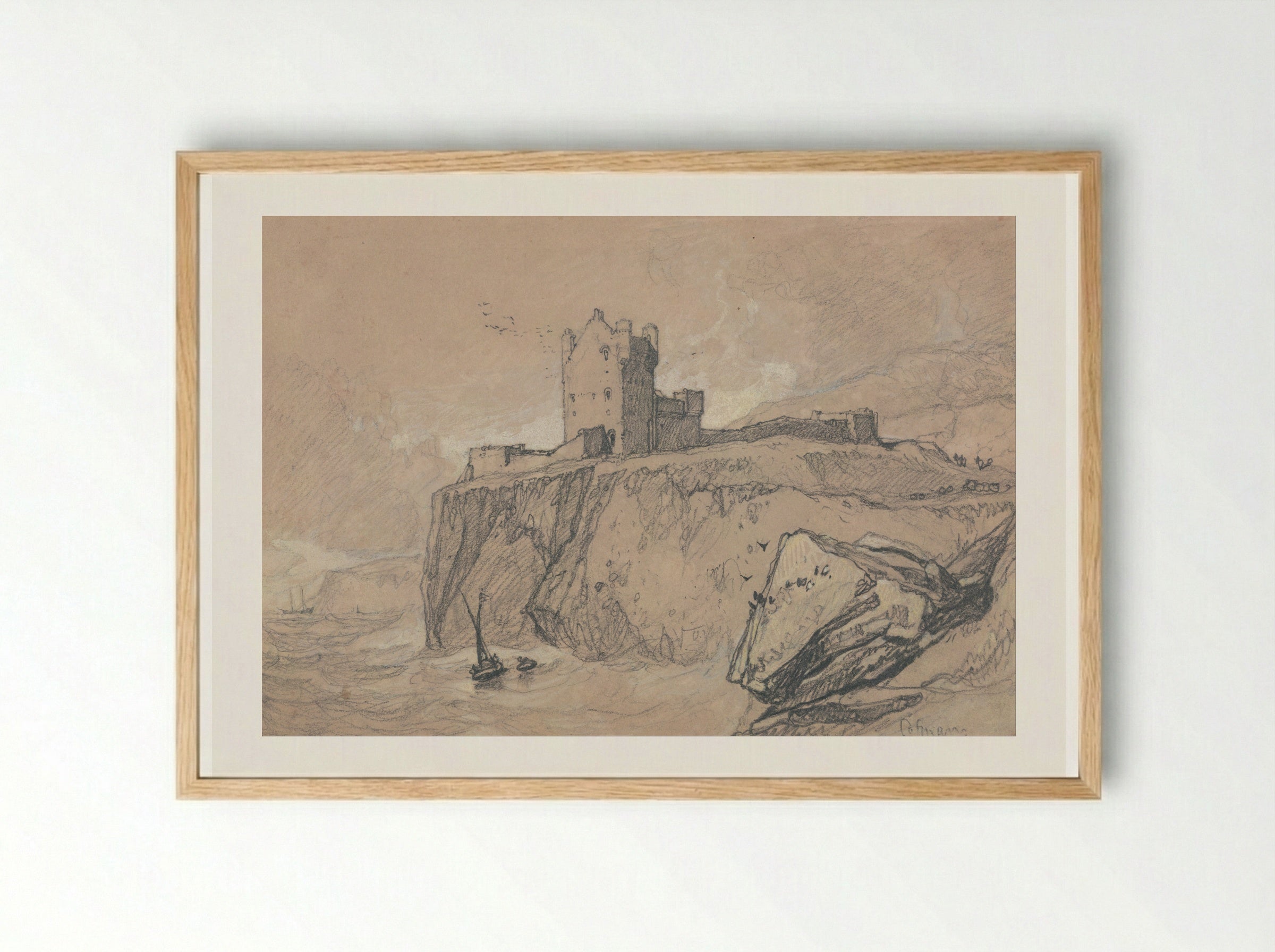 Castle of Falaise, North View - John Sell Cotman - Framed Print Wood