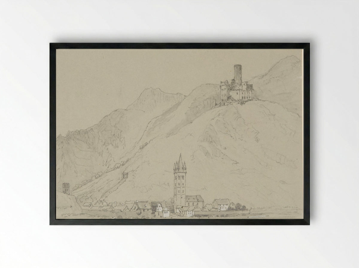 Castle of Maus (Burg Maus) - Samuel Prout - Framed Print Black
