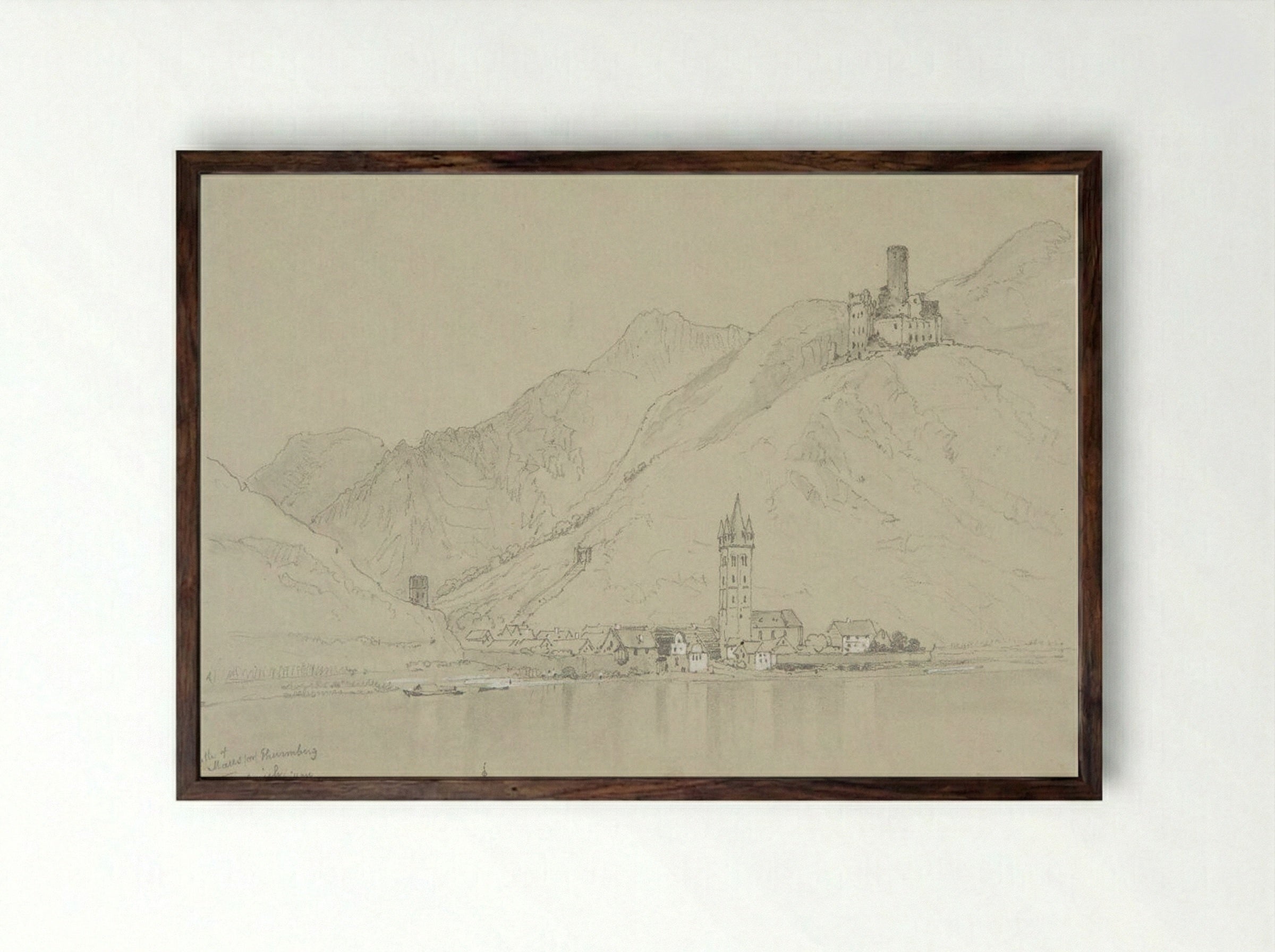 Castle of Maus (Burg Maus) - Samuel Prout - Framed Print Dark Wood