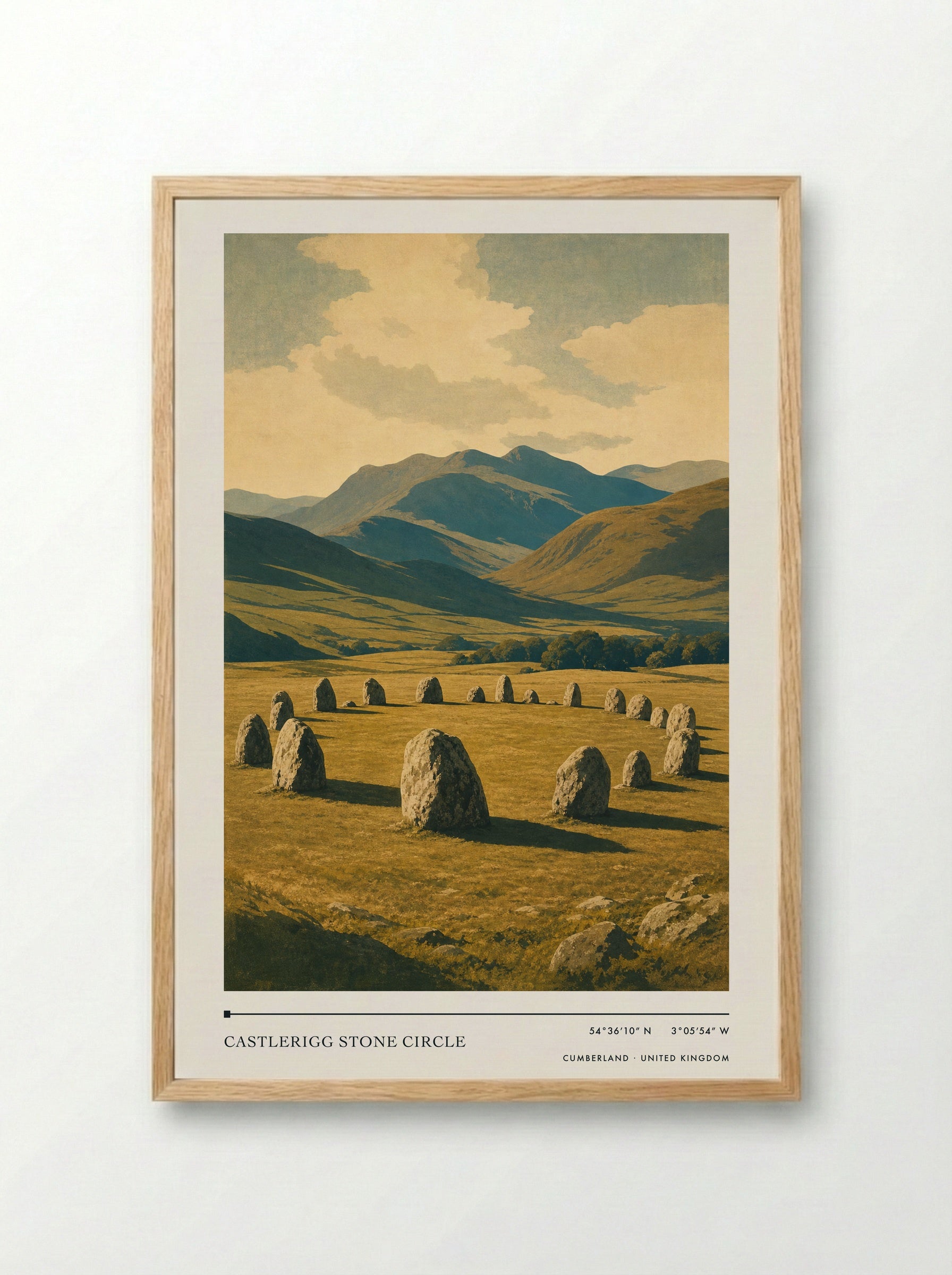 Castlerigg Stone Circle Cumberland United Kingdom Travel Poster - Framed Print Wood