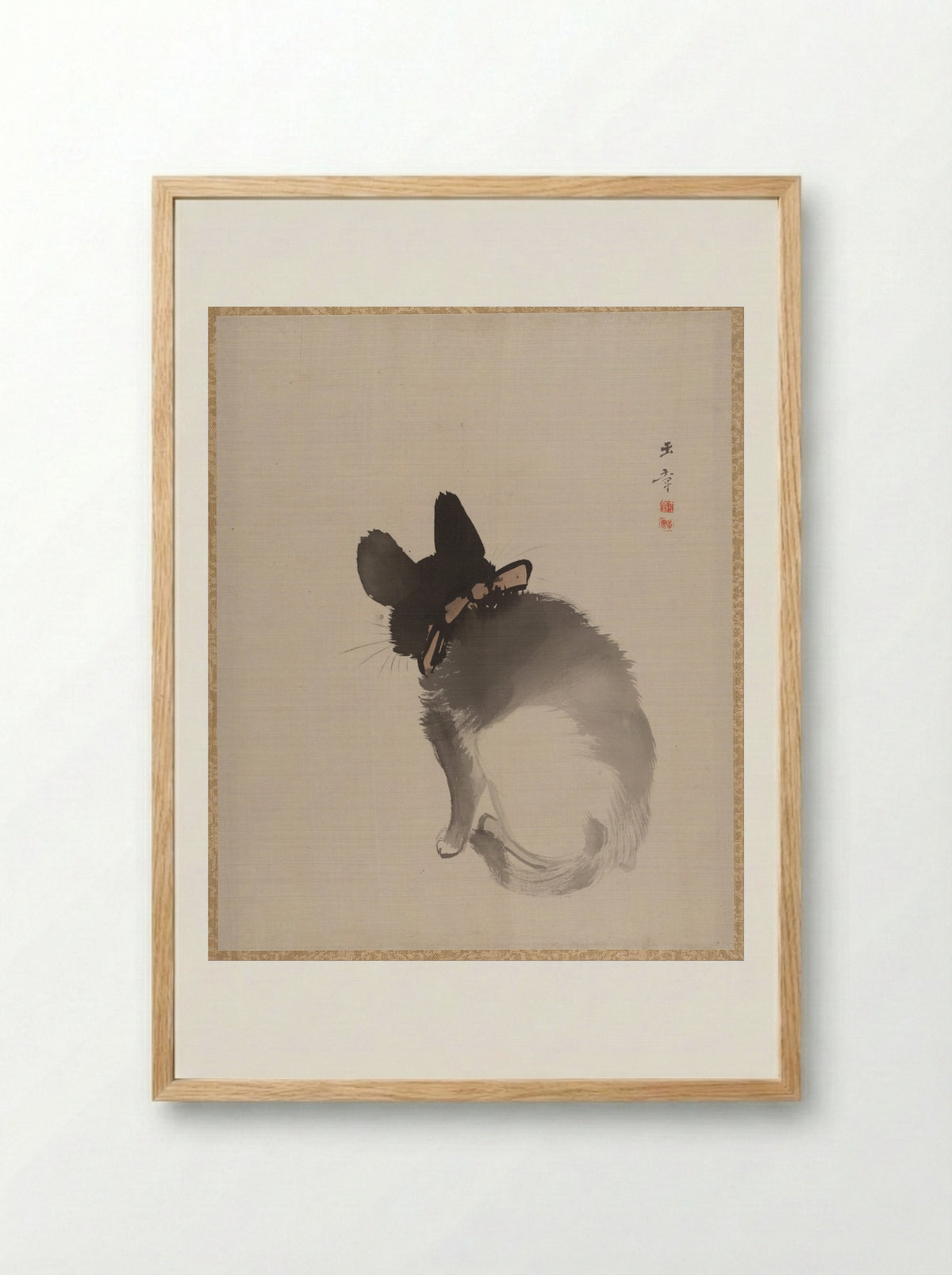 Cat Seen from Behind - Kawabata Gyokushō - Framed Print Wood