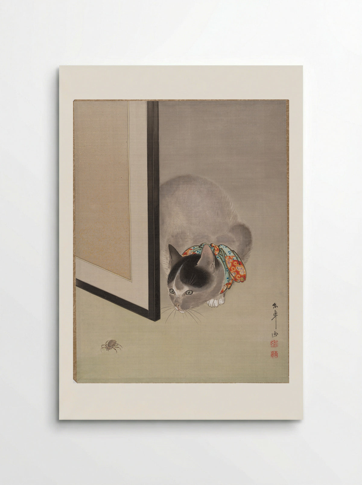 Cat Watching a Spider - Oide Tōkō - Poster