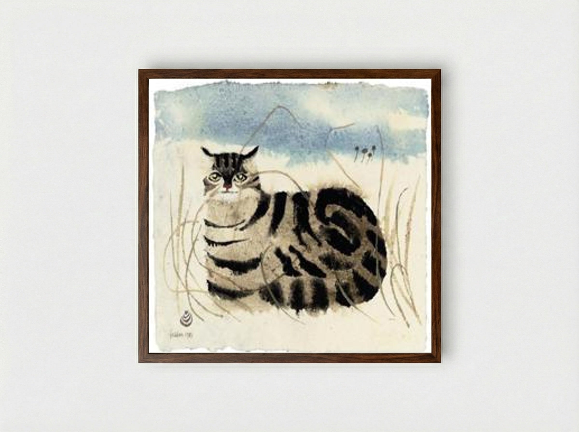 Cat - Mary Fedden - Framed Print Dark Wood