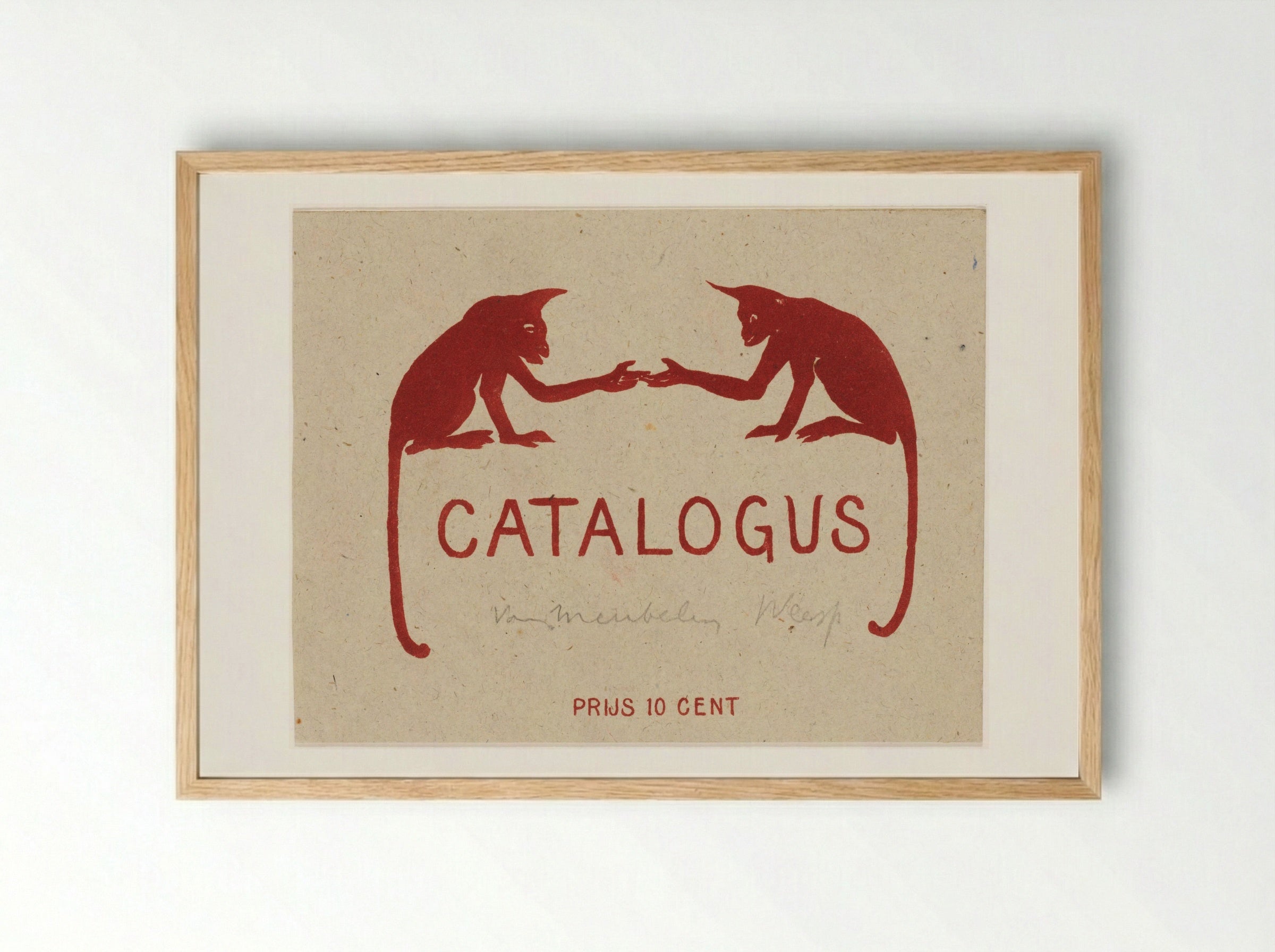 Catalogue Cover with Two Monkeys - Theo van Hoytema - Framed Print Wood