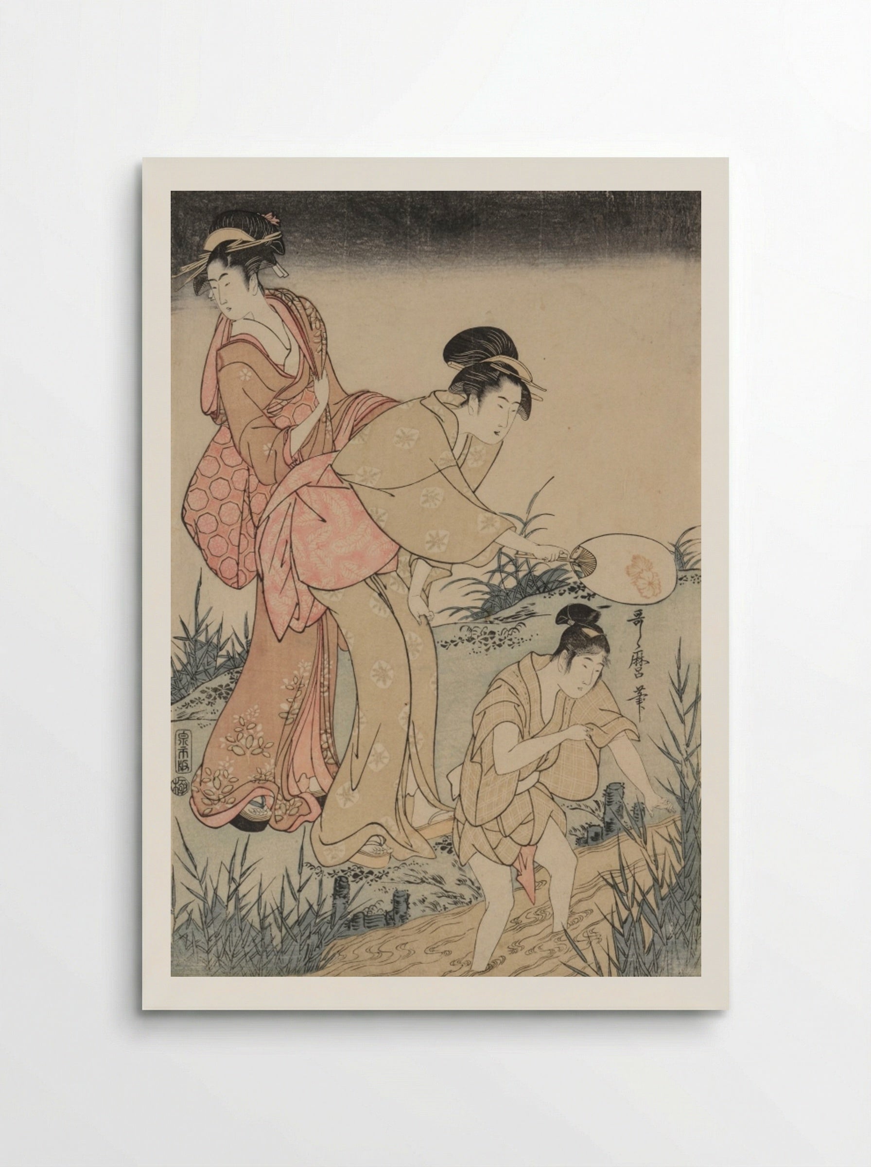 Catching Fireflies Beneath a Willow Tree (right) - Kitagawa Utamaro - Poster