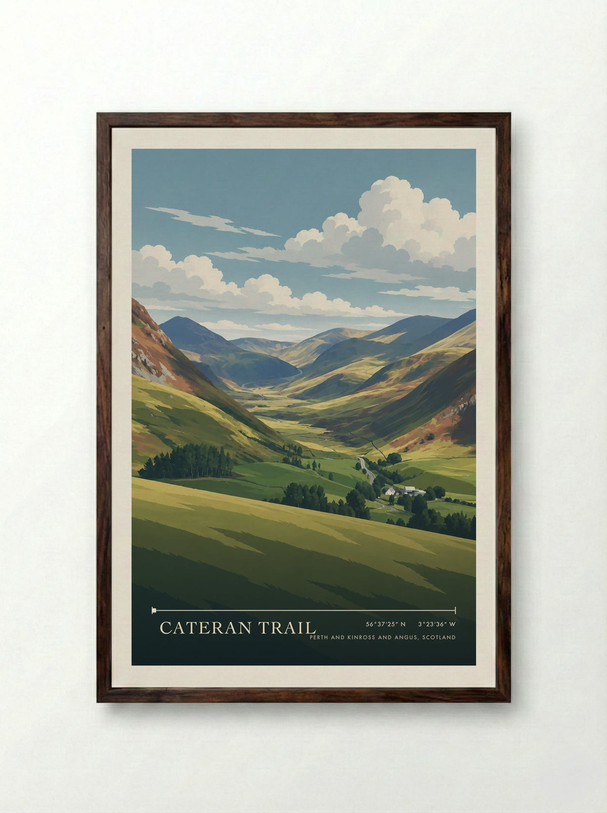 Cateran Trail, Perth and Kinross and Angus, Scotland | Travel Poster - Framed Print Dark Wood