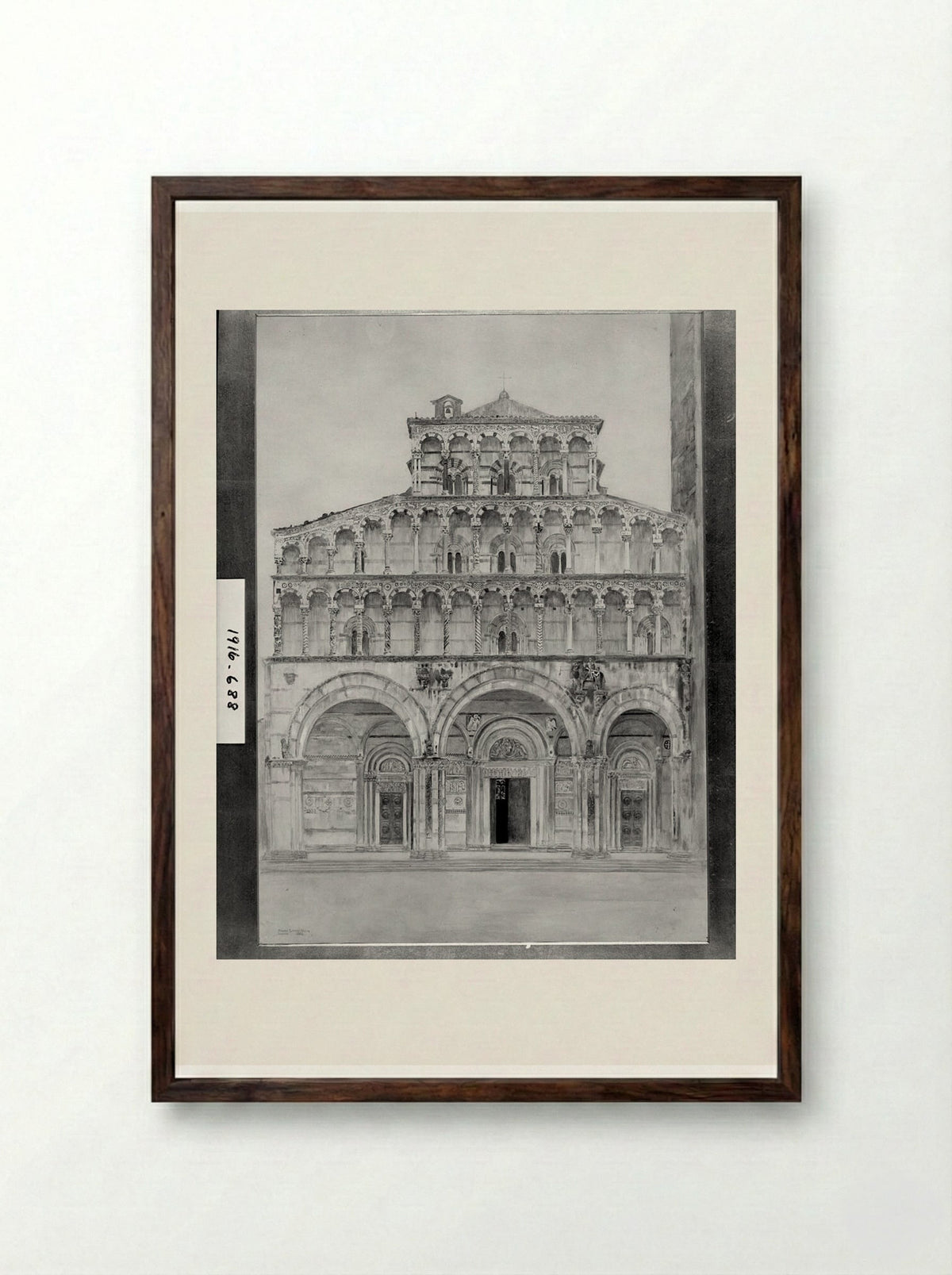 Cathedral, Lucca, Italy - Joseph Lindon Smith - Framed Print Dark Wood