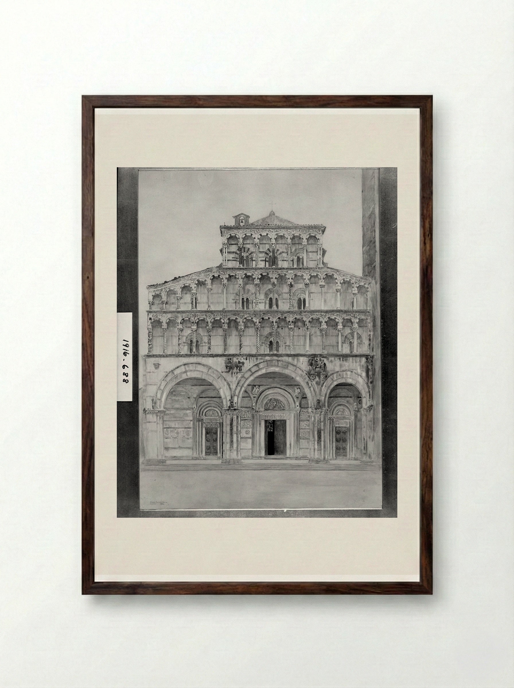 Cathedral, Lucca, Italy - Joseph Lindon Smith - Framed Print Dark Wood