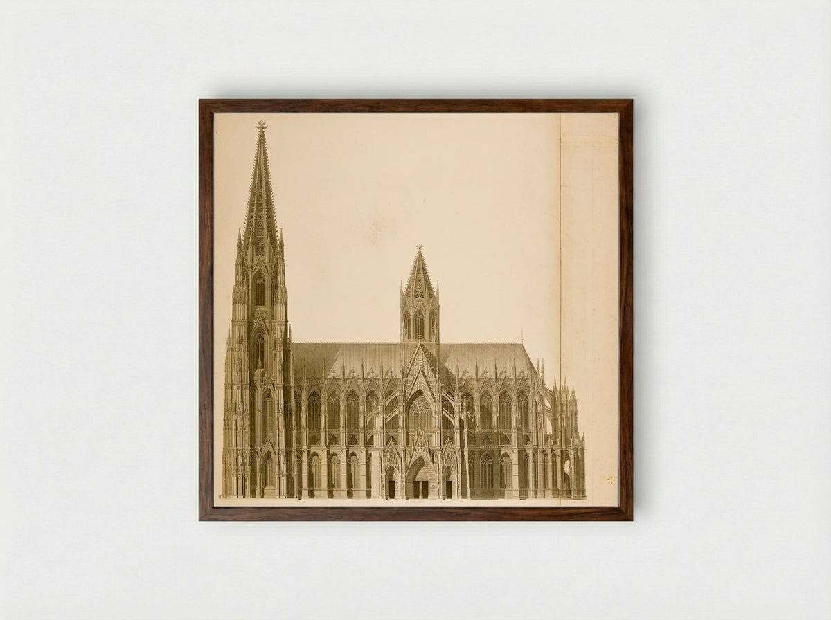 Cathedral of Cologne (Architectural Elevation) - Christian Friedrich Traugott Duttenhofer - Framed Print Dark Wood