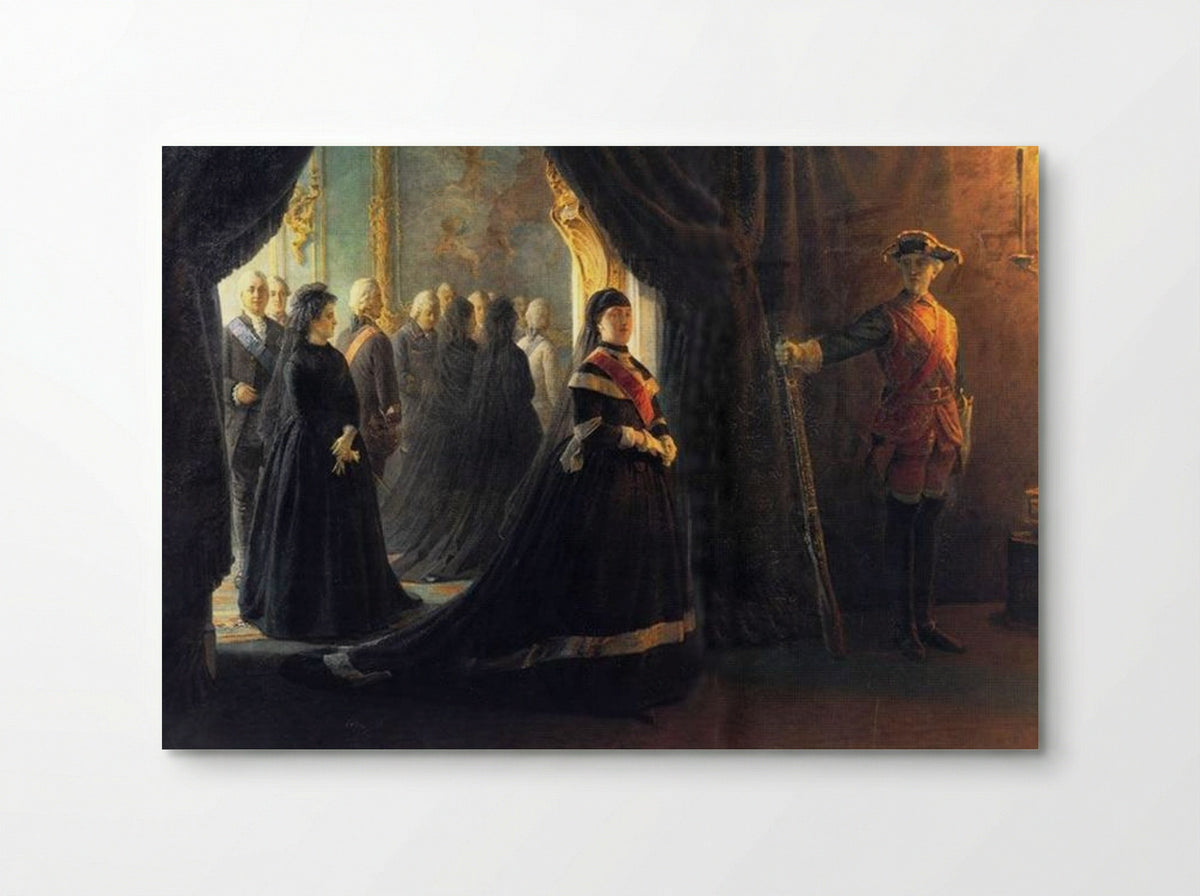 Catherine II at the Coffin of Empress Elizabeth - Nikolai Ge - Poster