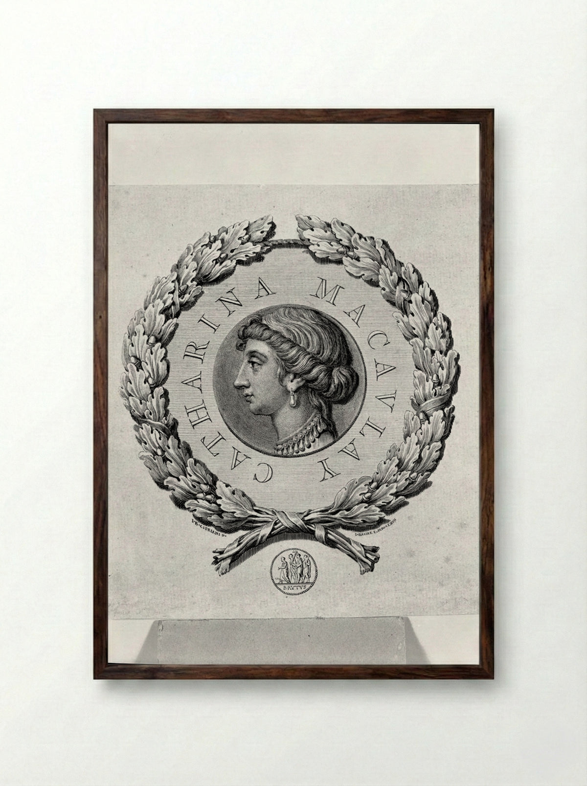 Catherine Macaulay - James Basire the Elder - Framed Print Dark Wood