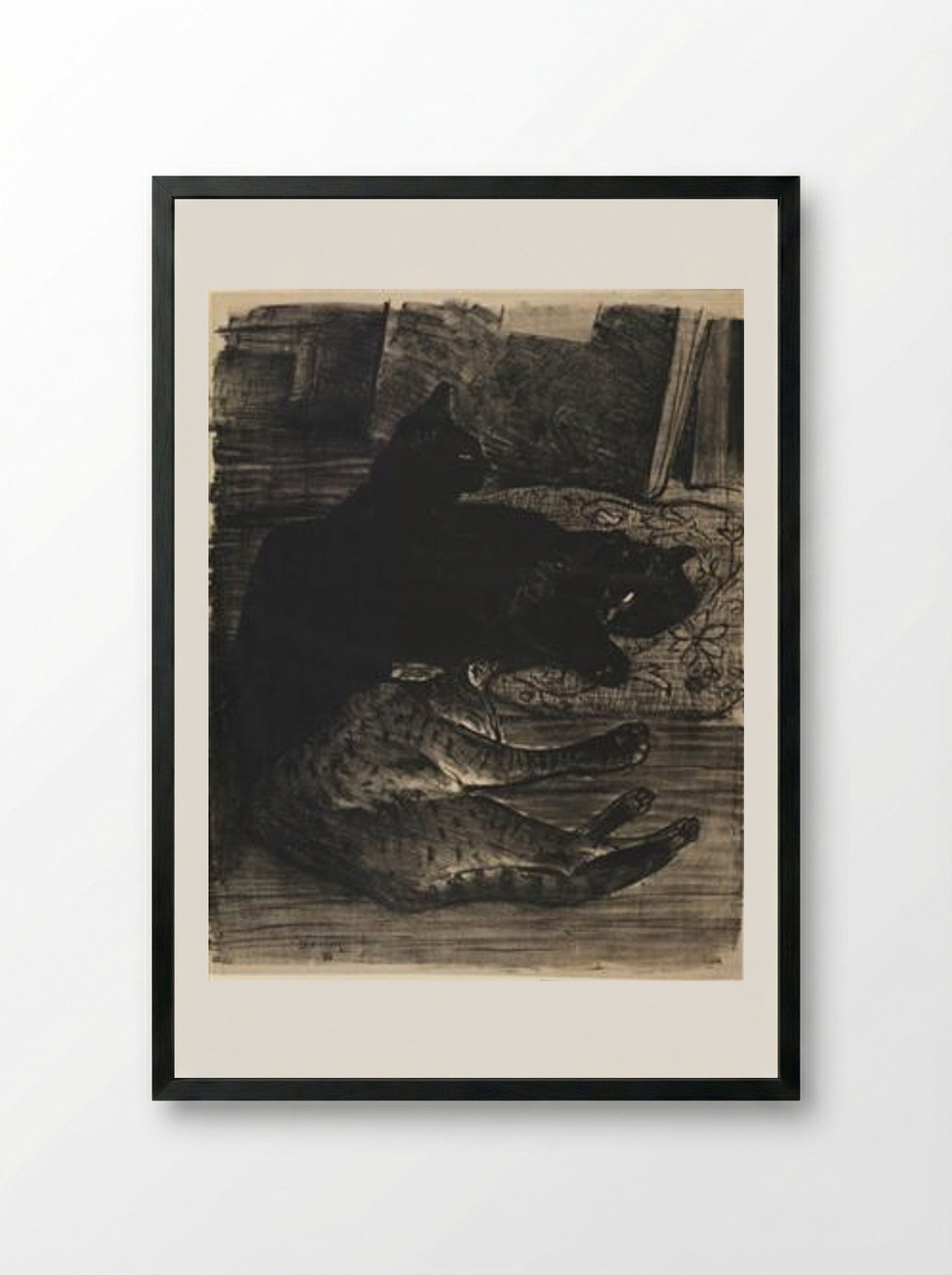 Cats - Théophile Steinlen - Framed Print Black