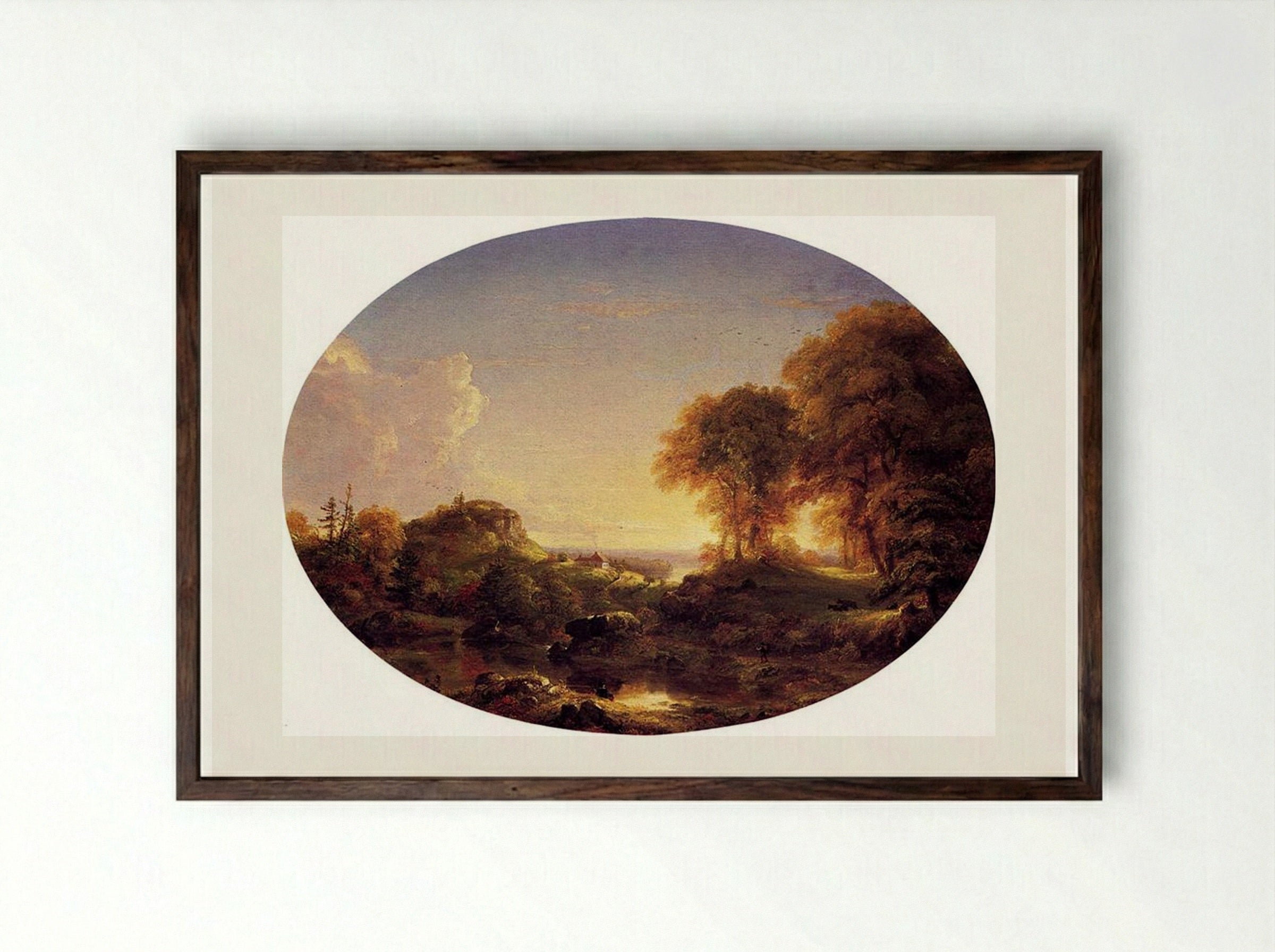 Catskill Landscape - Thomas Cole - Framed Print Dark Wood