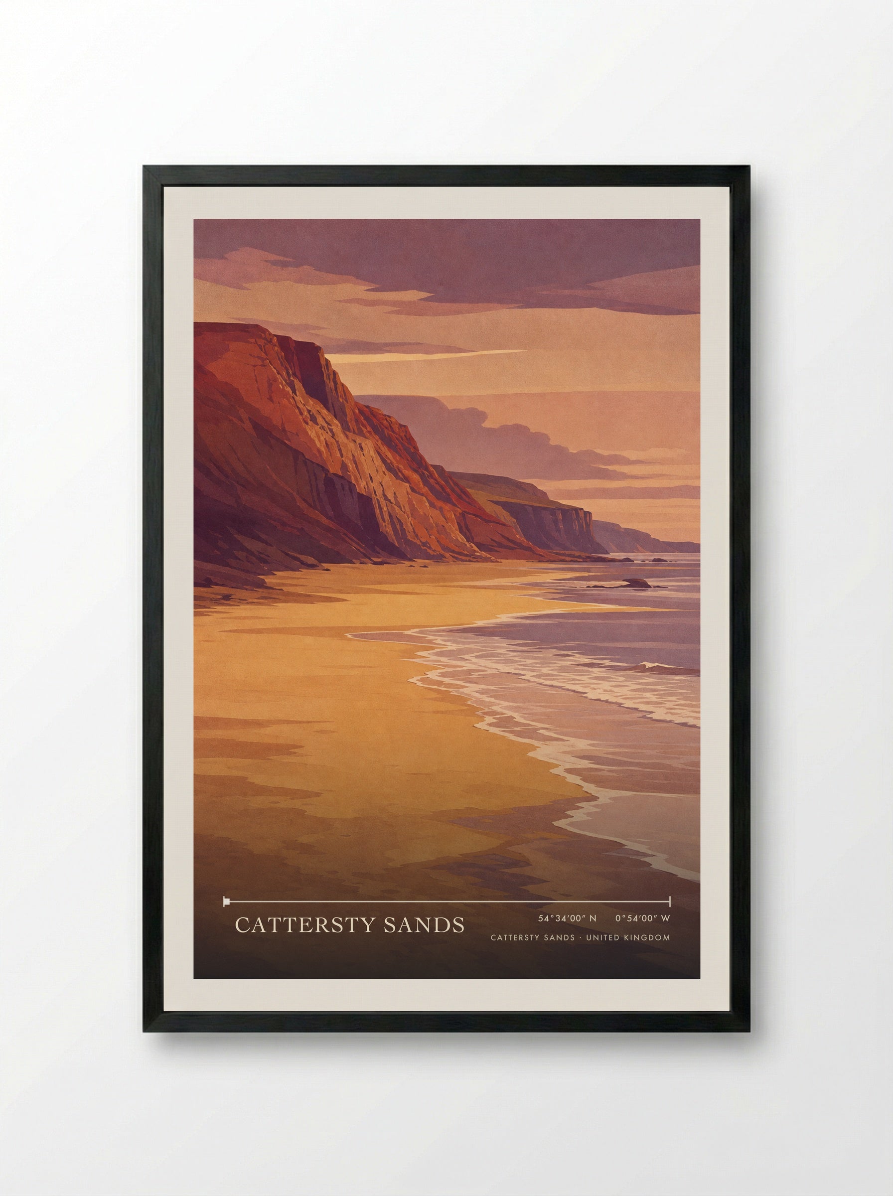 Cattersty Sands United Kingdom Travel Poster - Framed Print Black