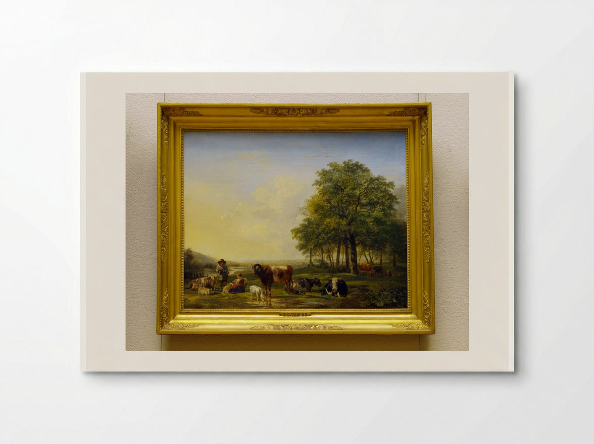 Cattle and Figures in a Meadow - Pieter Gerardus van Os - Poster