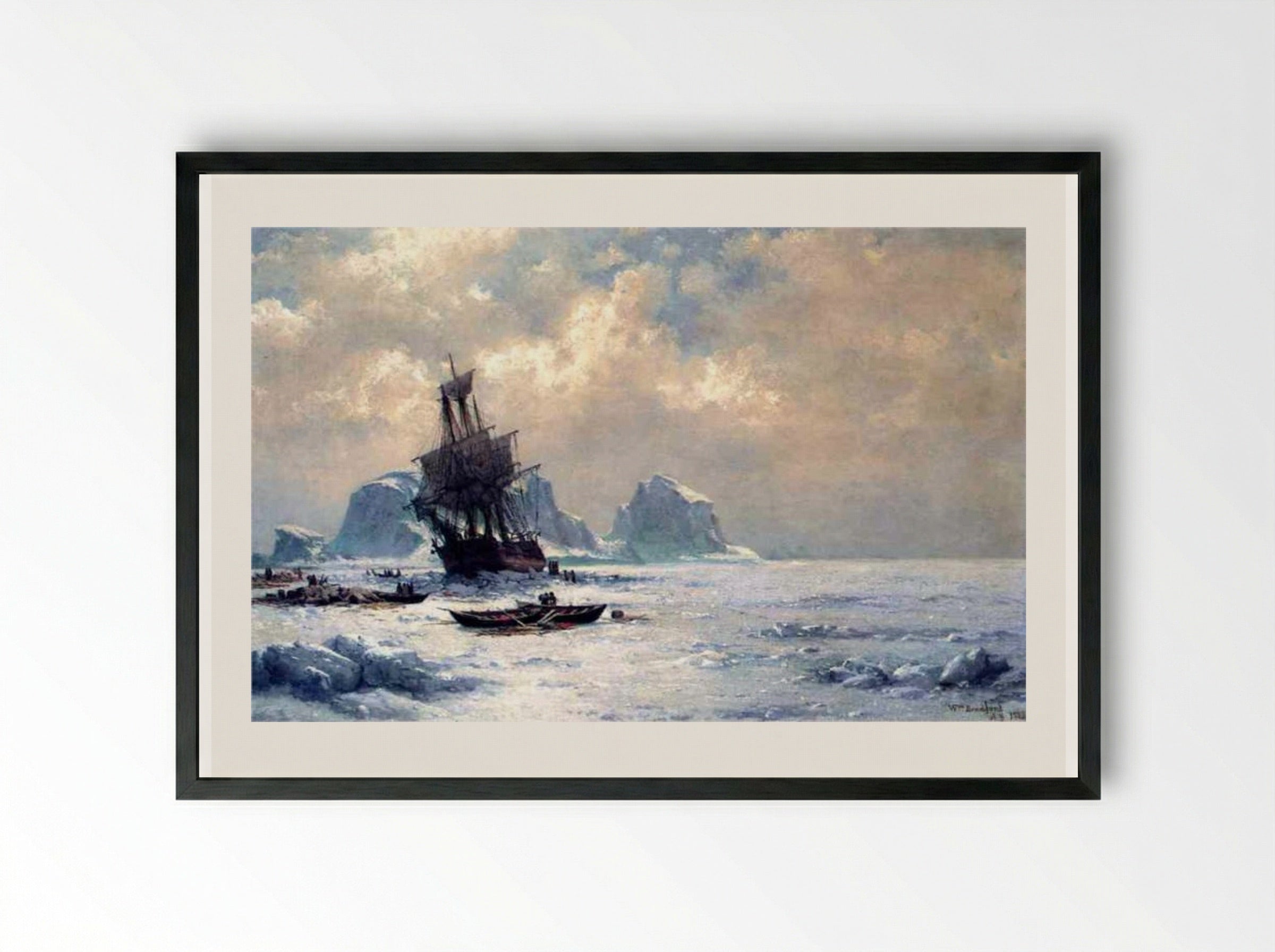Caught in the Ice - William Bradford - Framed Print Black