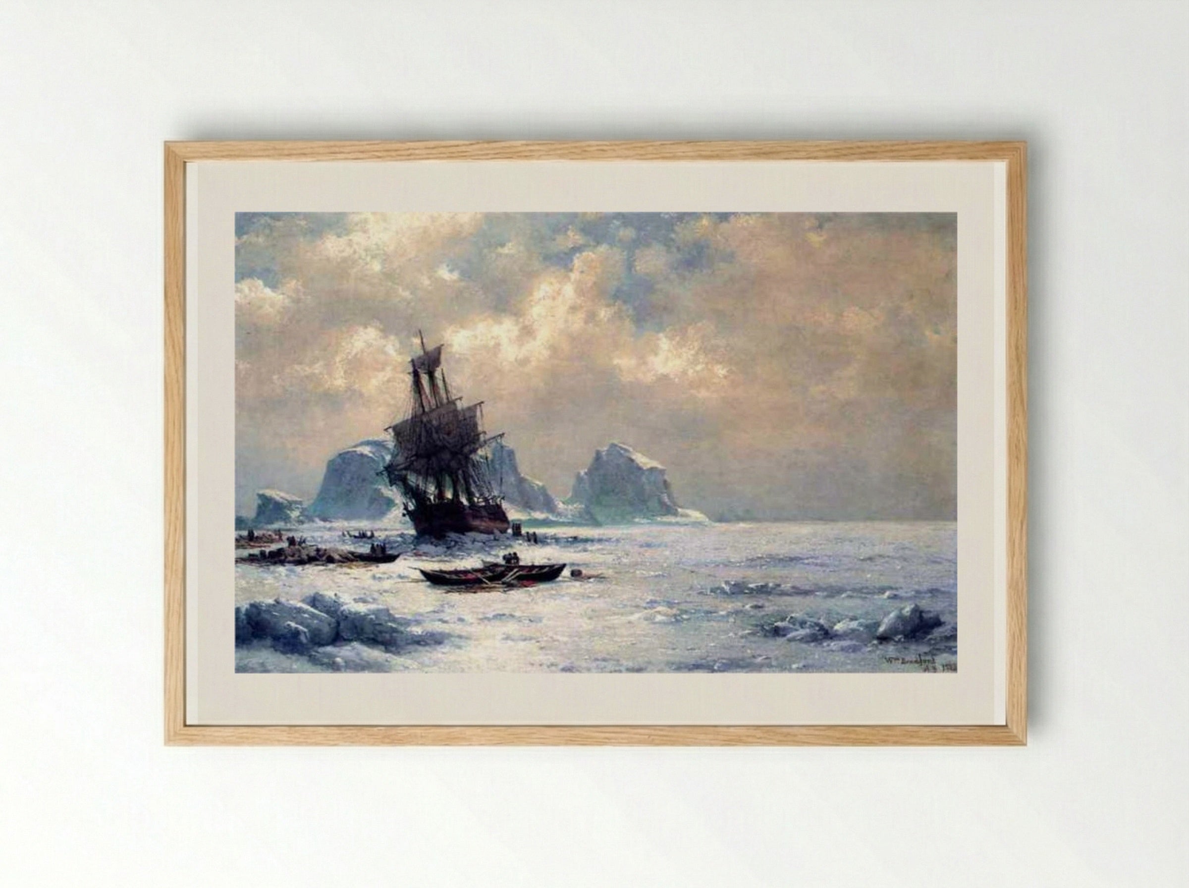 Caught in the Ice - William Bradford - Framed Print Wood