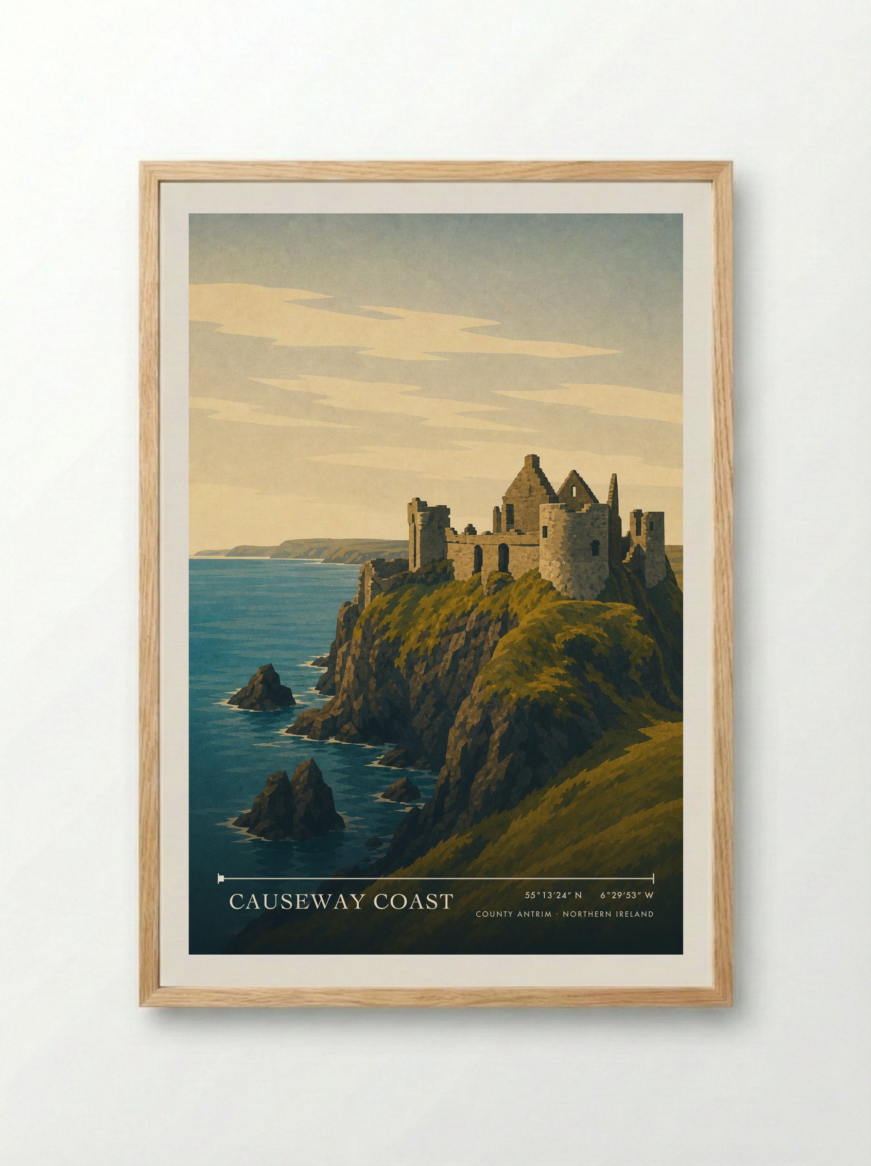 Causeway Coast Travel Poster Artwork - Framed Print Wood