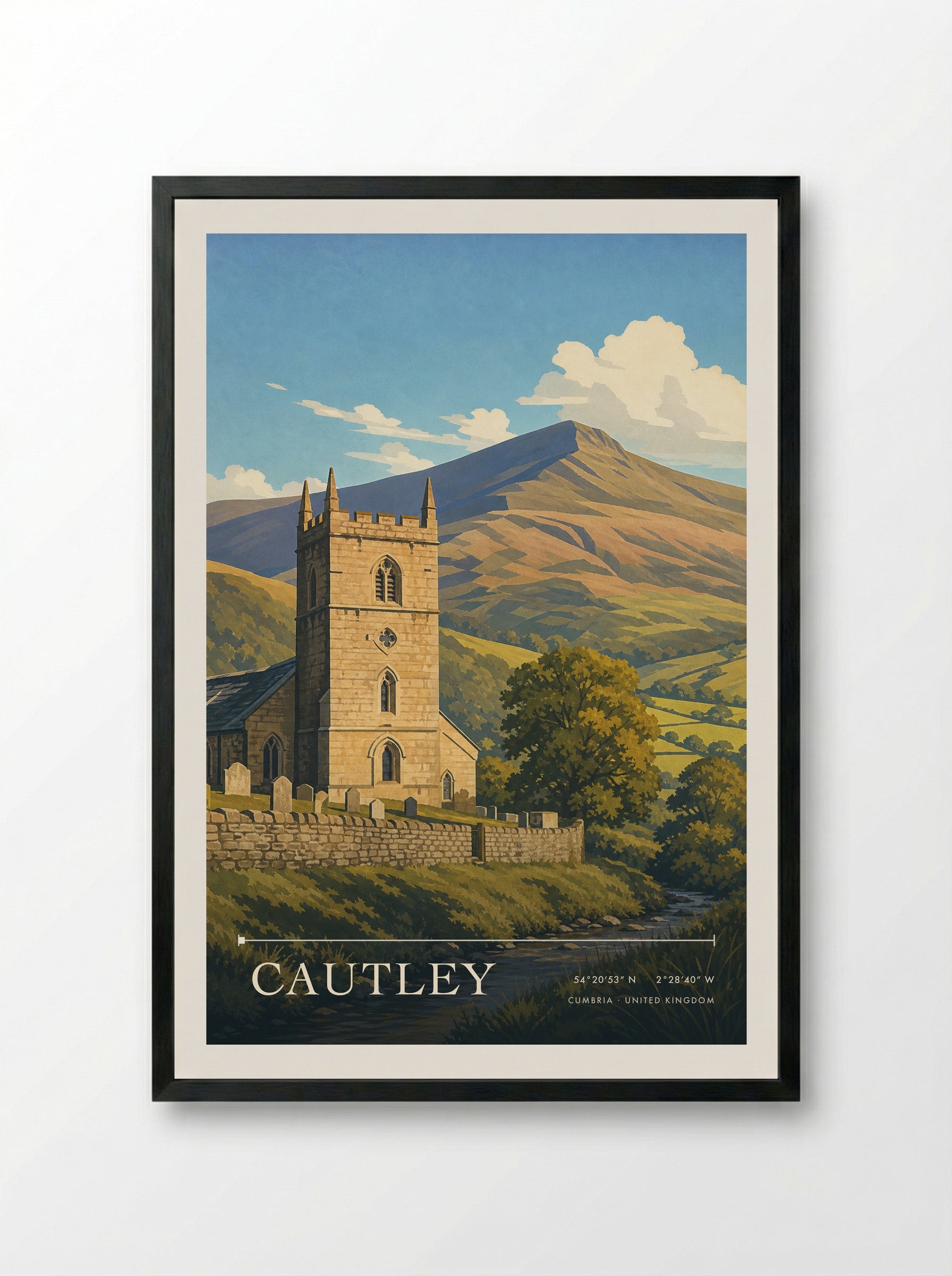 Cautley Cumbria United Kingdom Travel Poster - Framed Print Black