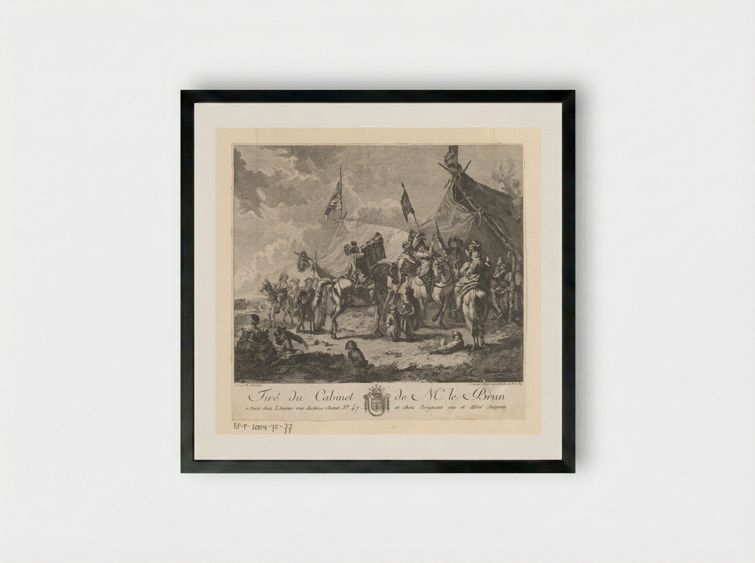 Cavalerie bij de marketenster - Jacques-Philippe Le Bas - Framed Print Black