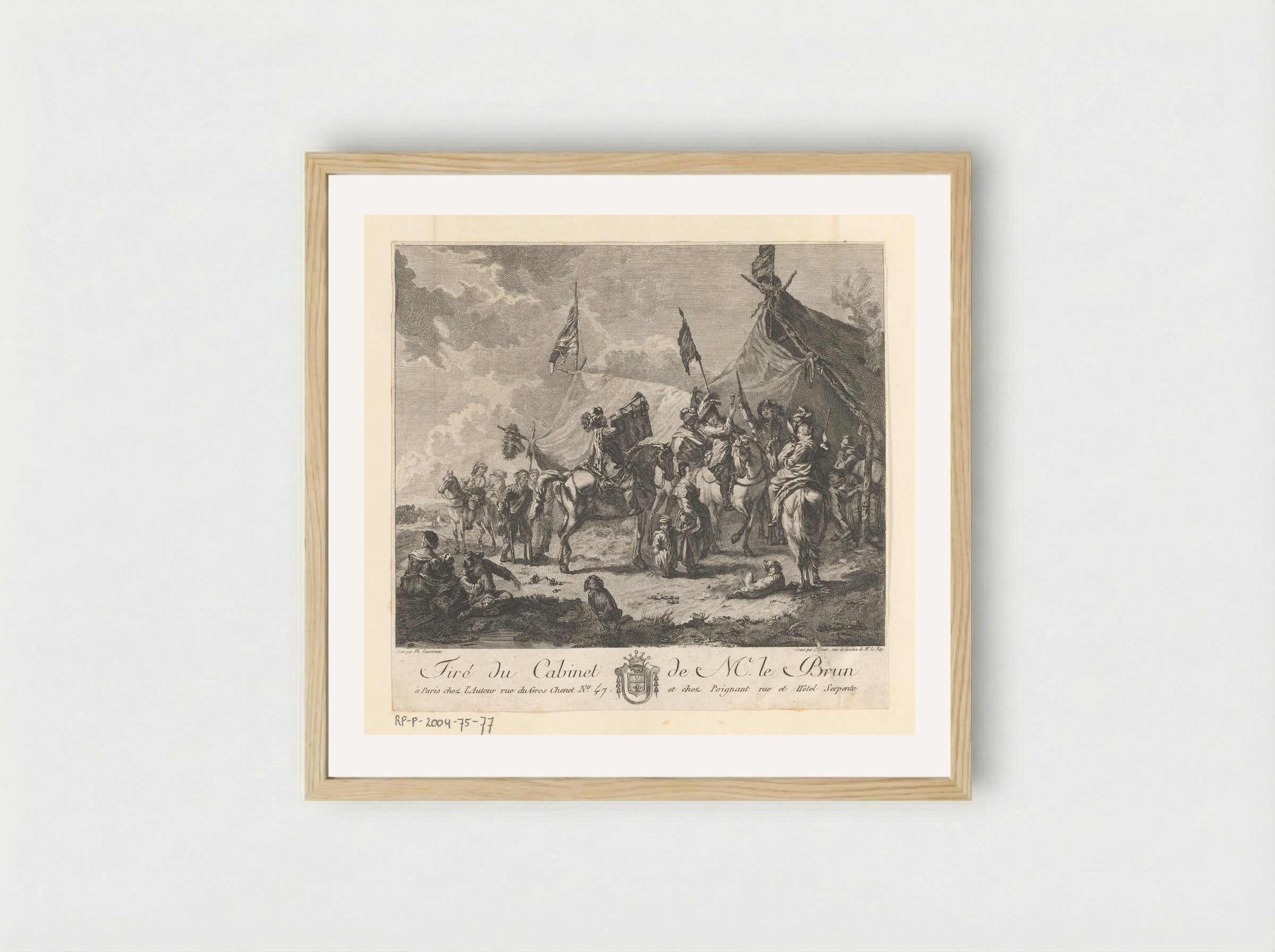 Cavalerie bij de marketenster - Jacques-Philippe Le Bas - Framed Print Wood