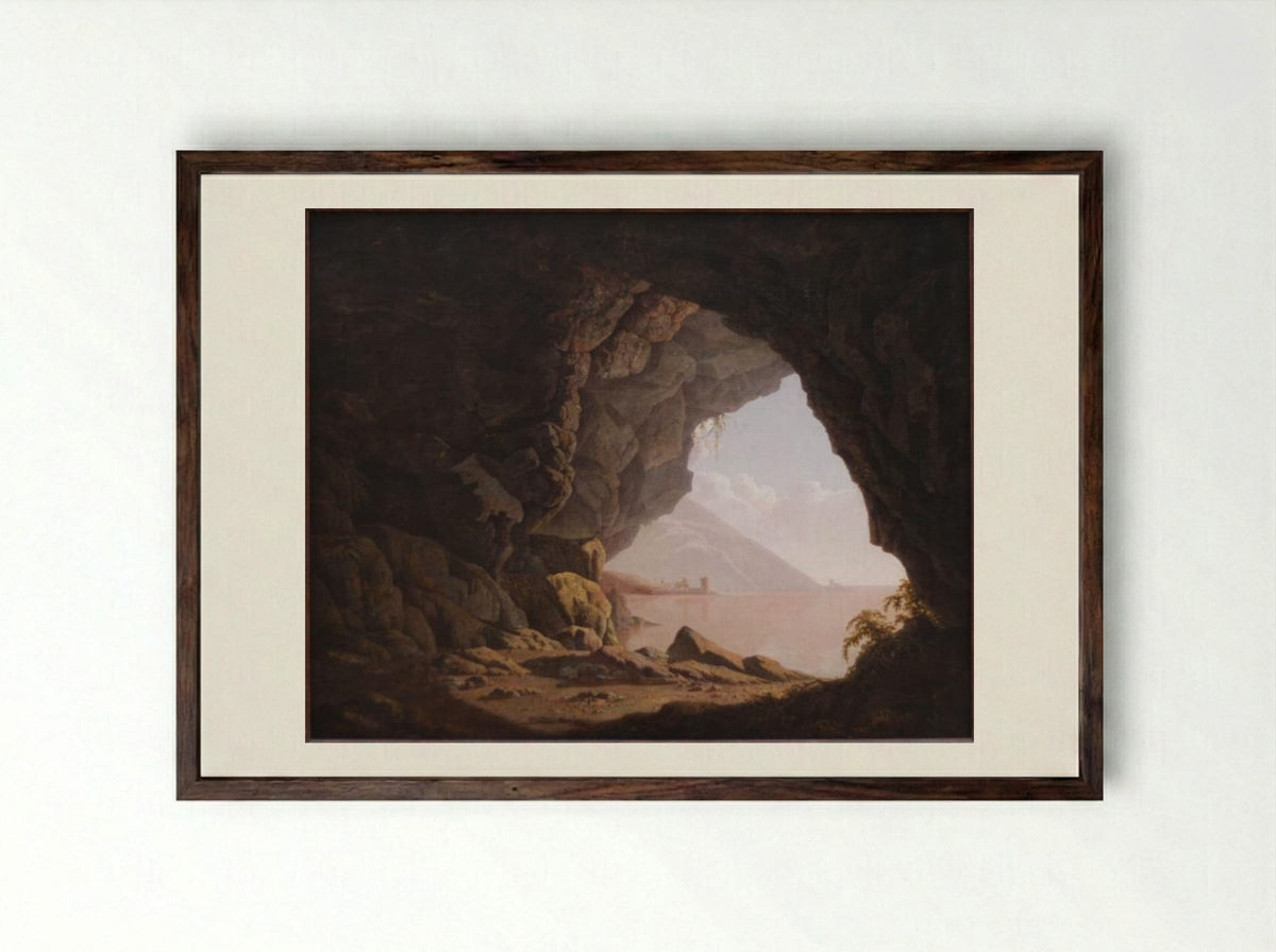 Cavern, Near Naples - Joseph Wright of Derby - Framed Print Dark Wood