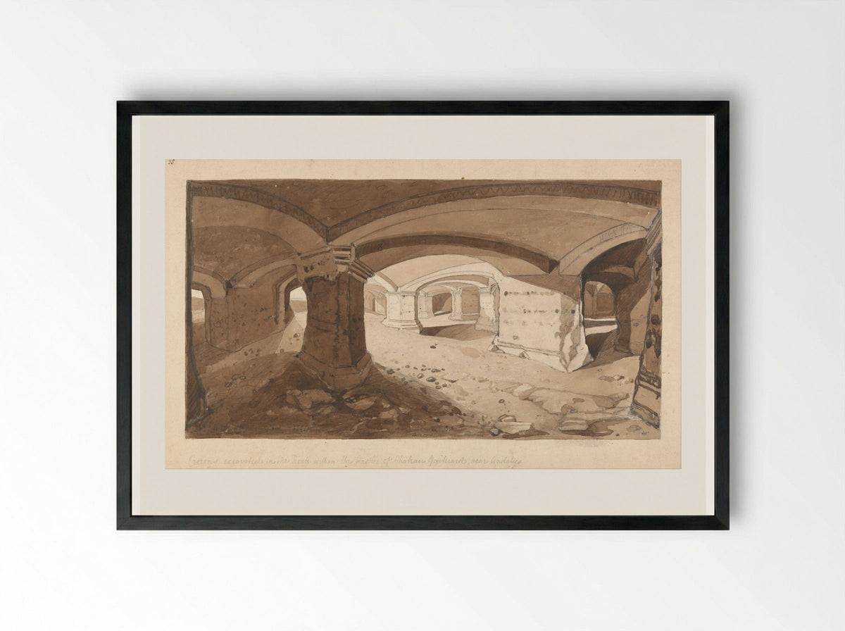 Caverns at Château Gaillard - John Sell Cotman - Framed Print Black