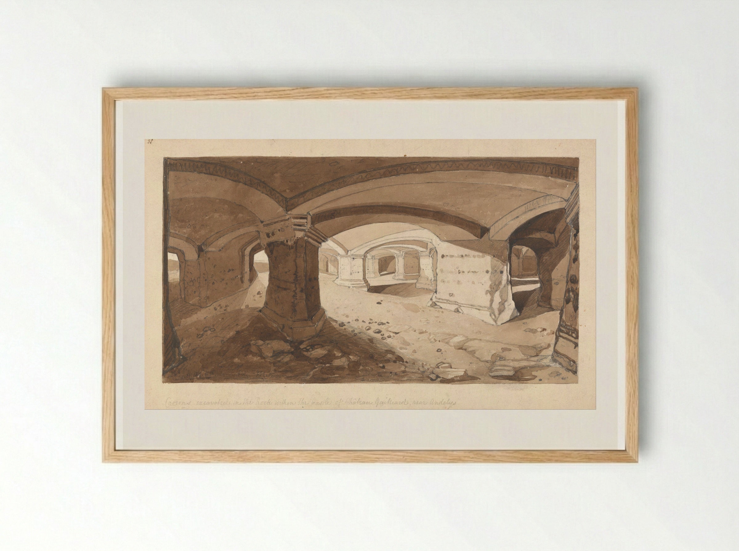 Caverns at Château Gaillard - John Sell Cotman - Framed Print Wood