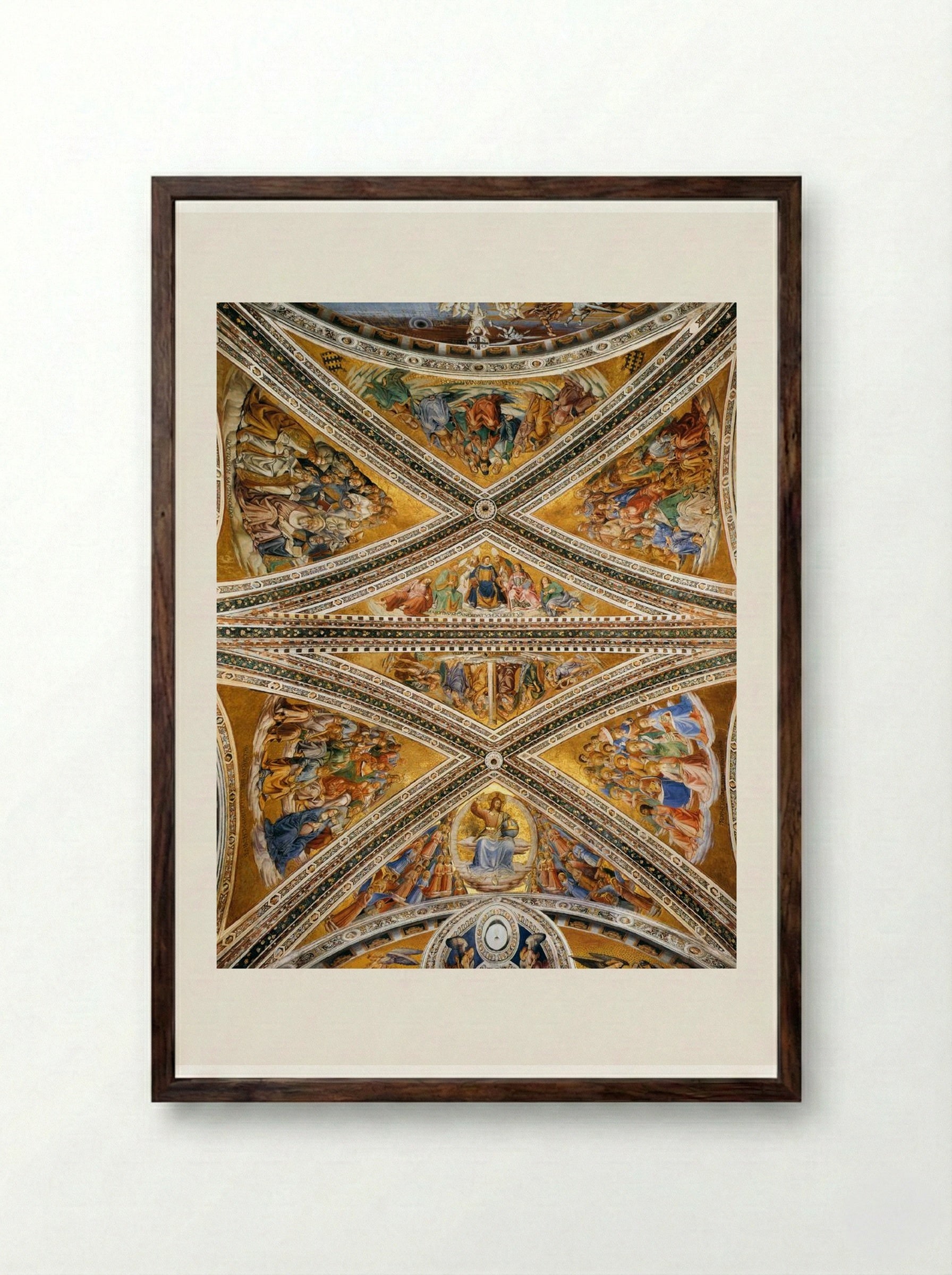 Ceiling Frescoes in the Chapel of San Brizio - Luca Signorelli - Framed Print Dark Wood