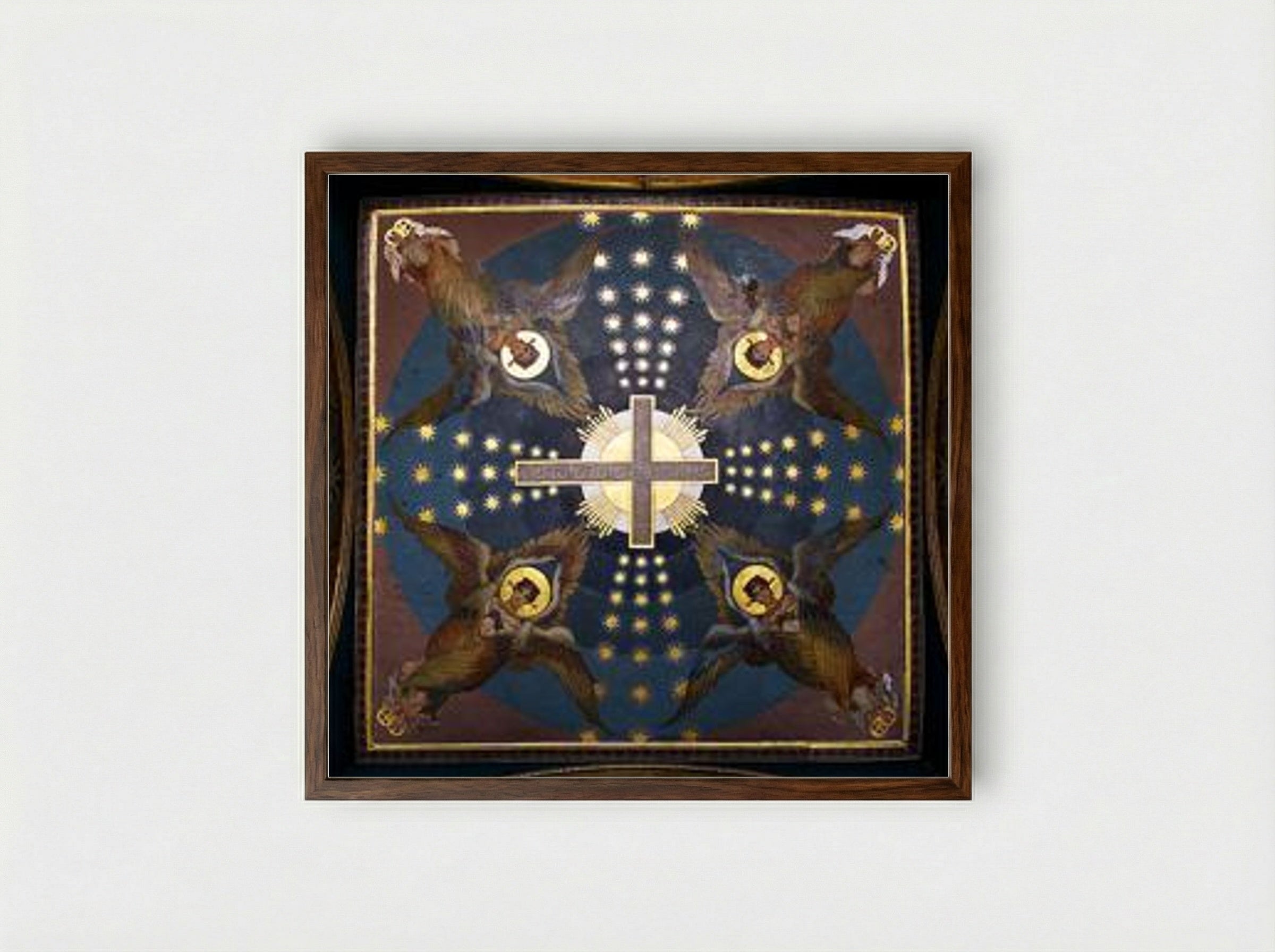Ceiling at Kiev St. Vladimir Cathedral - Wilhelm Kotarbinski - Framed Print Dark Wood