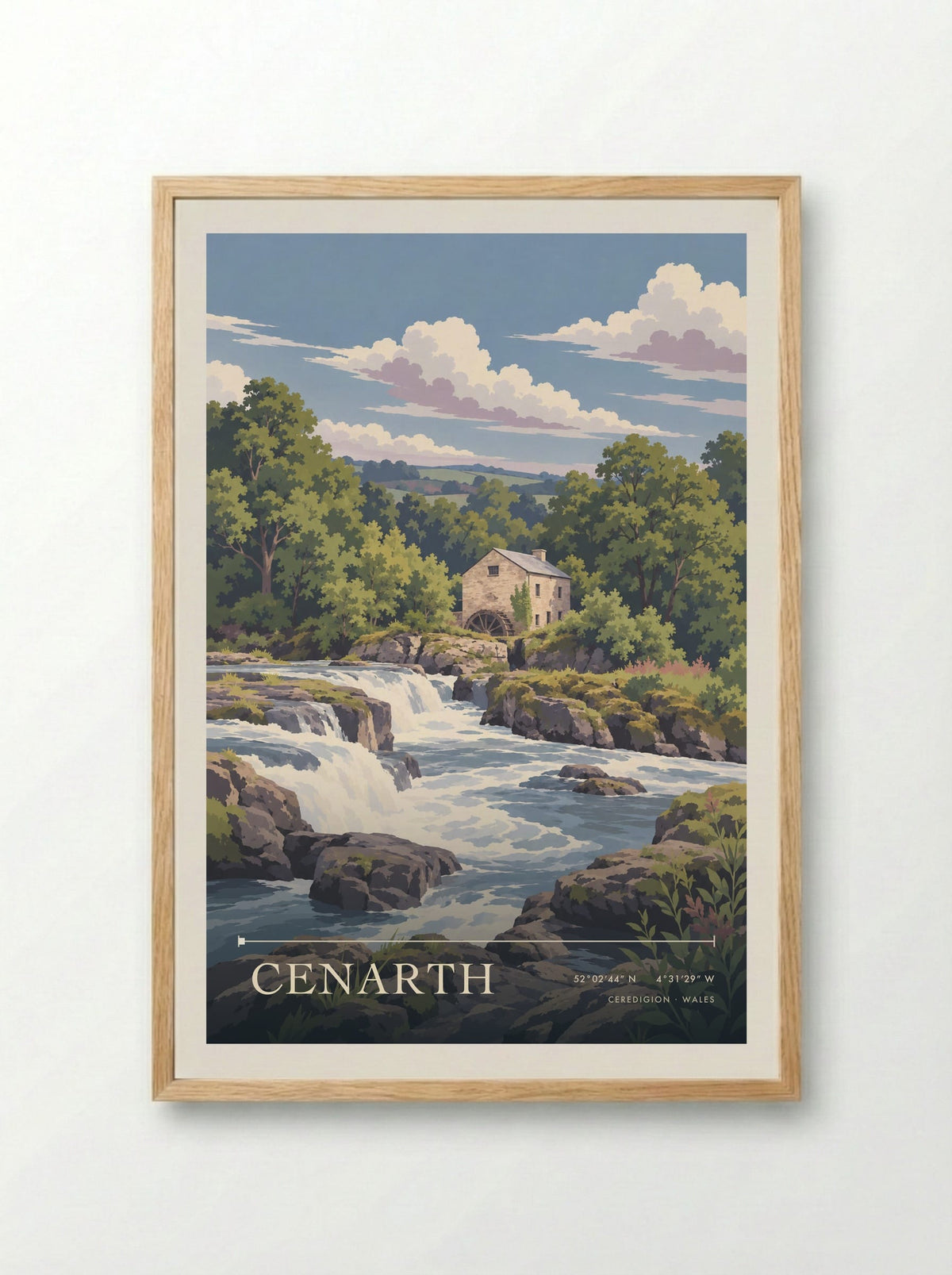 Cenarth, Ceredigion | Travel Poster - Framed Print Wood