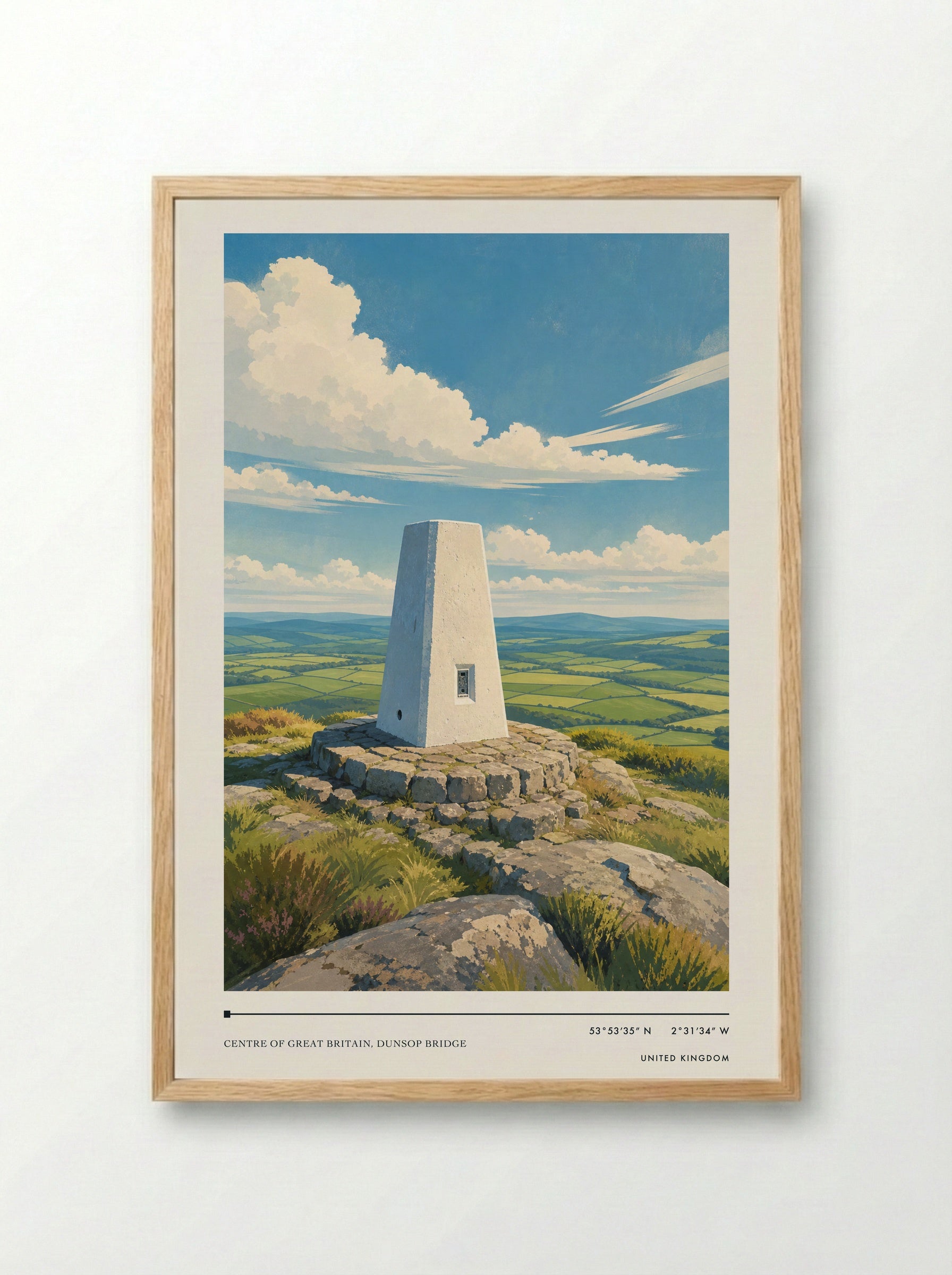 Centre of Great Britain, Dunsop Bridge United Kingdom Travel Poster - Framed Print Wood